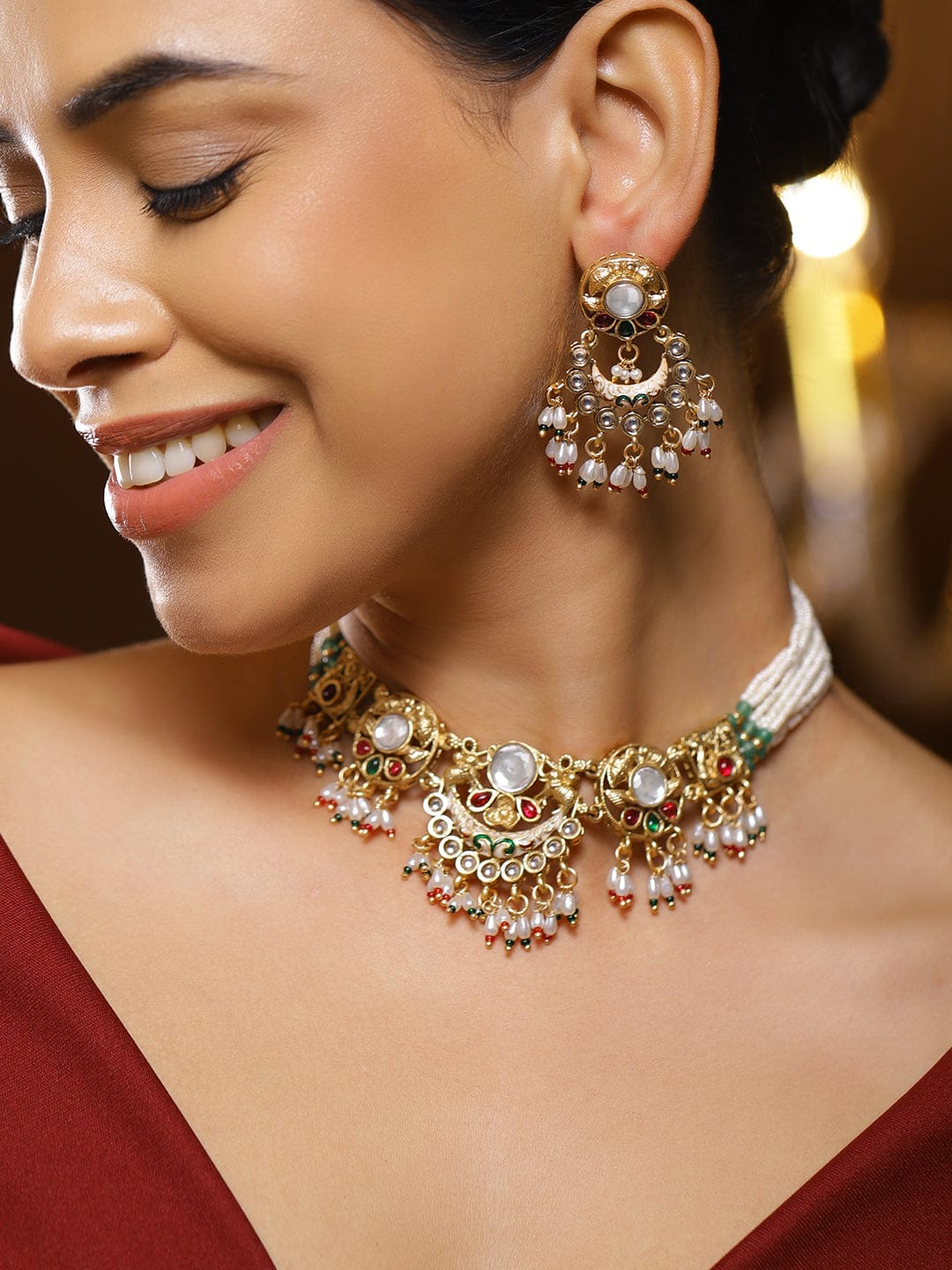 Royal Elephant Motif Necklace Set