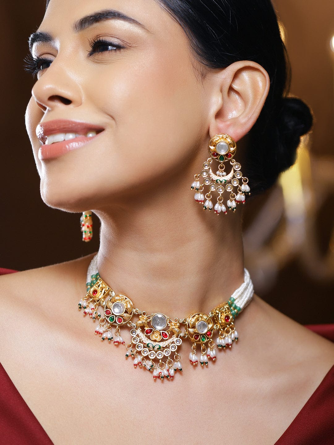 Royal Elephant Motif Necklace Set