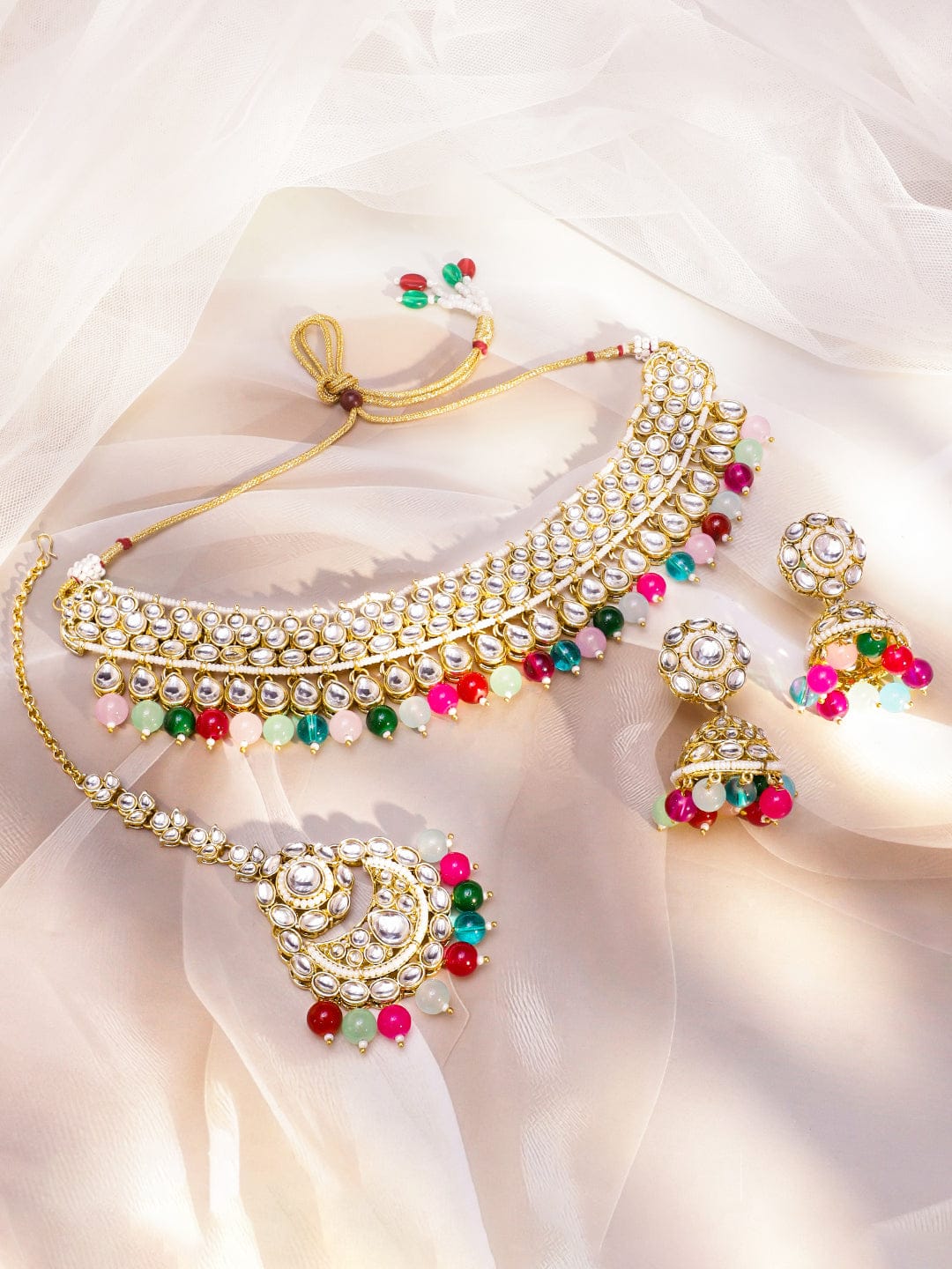 Rainbow Spark Kundan Necklace Set