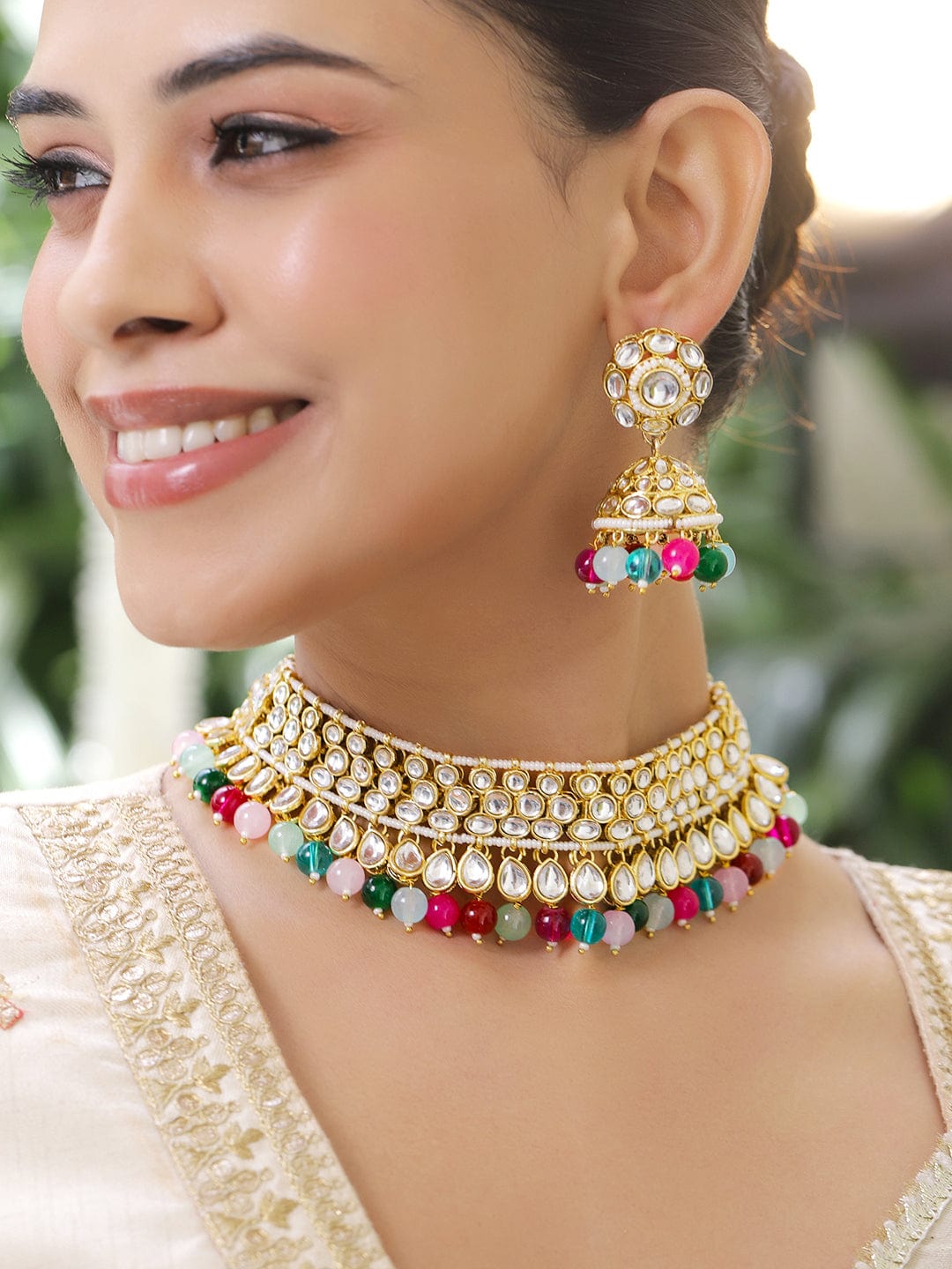 Rainbow Spark Kundan Necklace Set