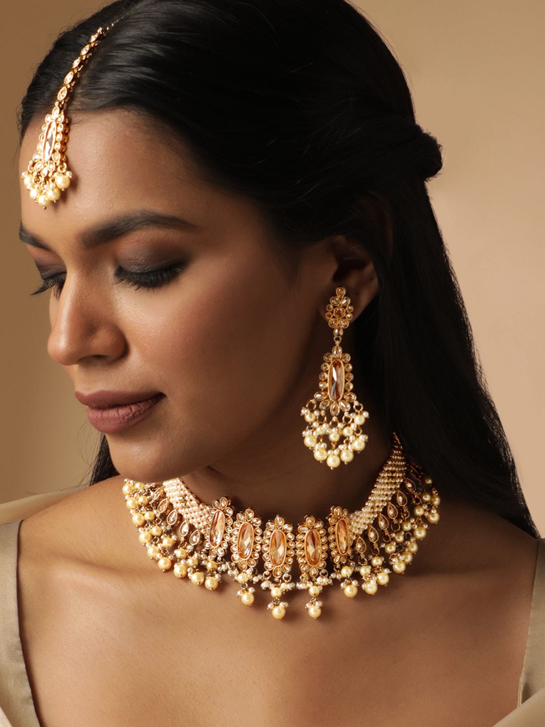Lustrous Crystal & Kundan Choker Set
