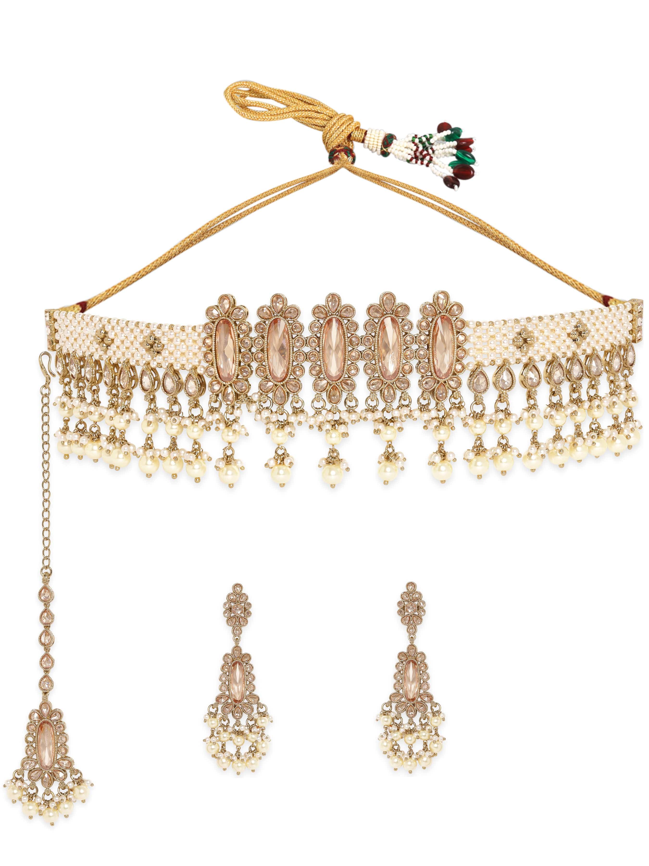 Lustrous Crystal & Kundan Choker Set