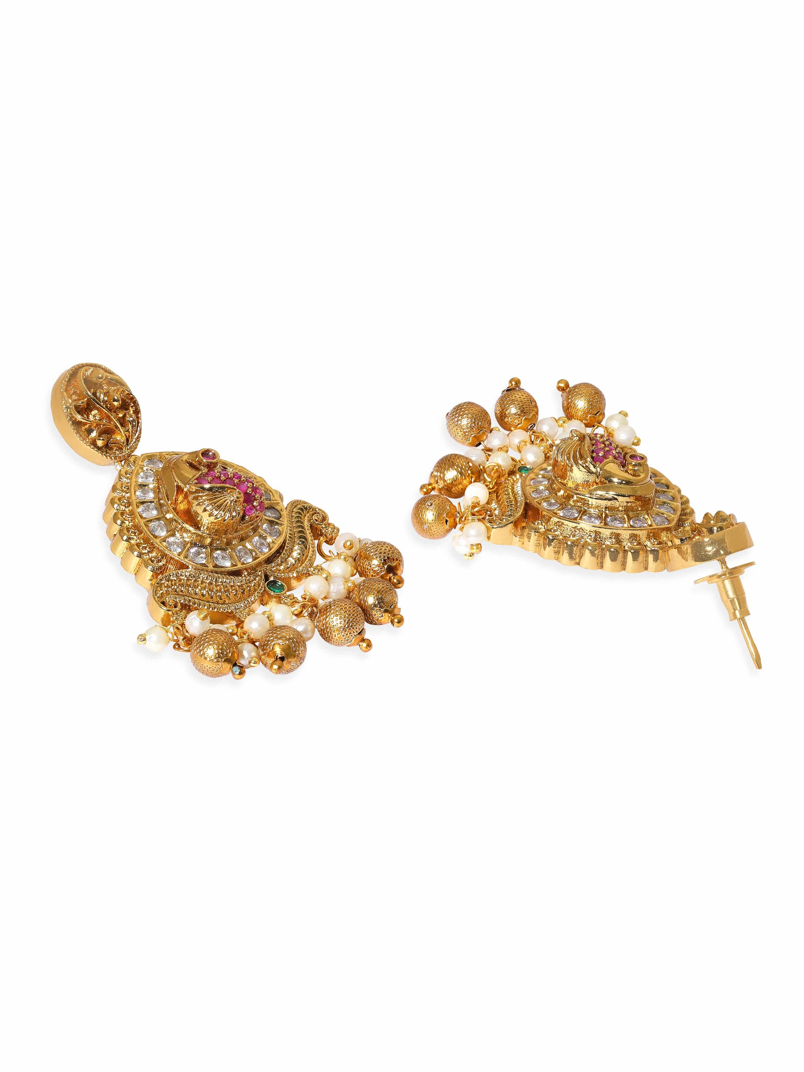 Gold Beads American Diamond Zirconia Necklace Set