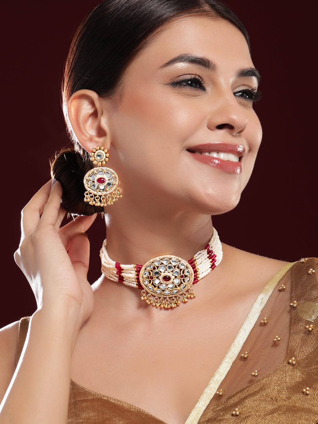 Mastercraft Rosy & Kundan Choker Set