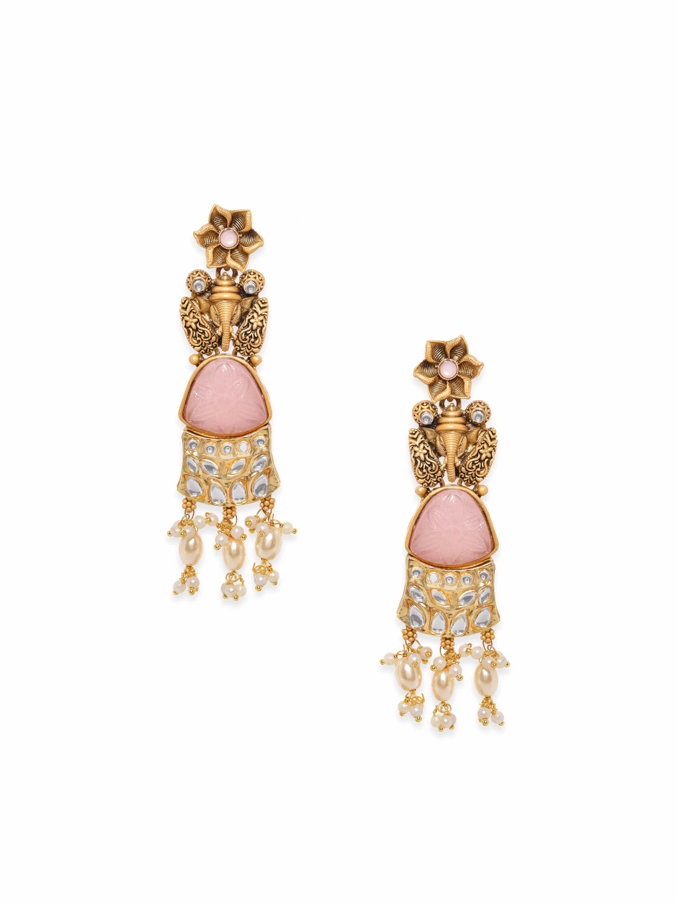 Artistry in Bloom Kundan Pearl Dangler