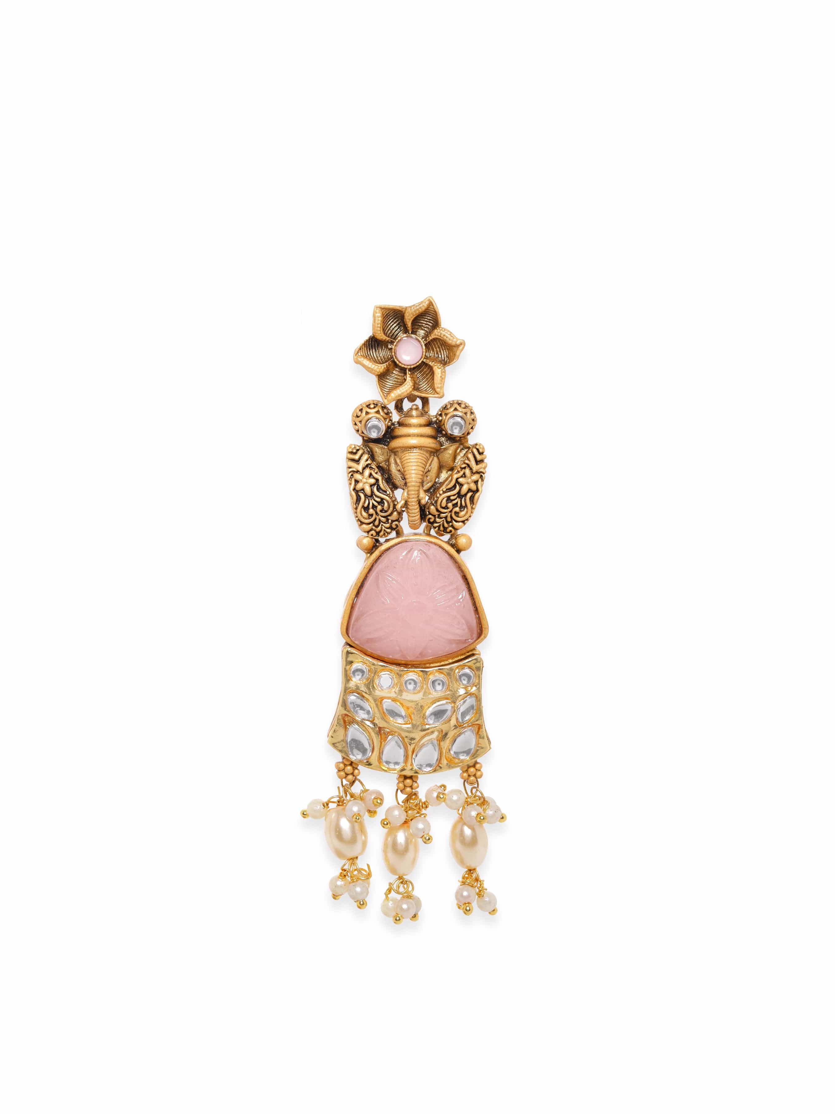 Artistry in Bloom Kundan Pearl Dangler