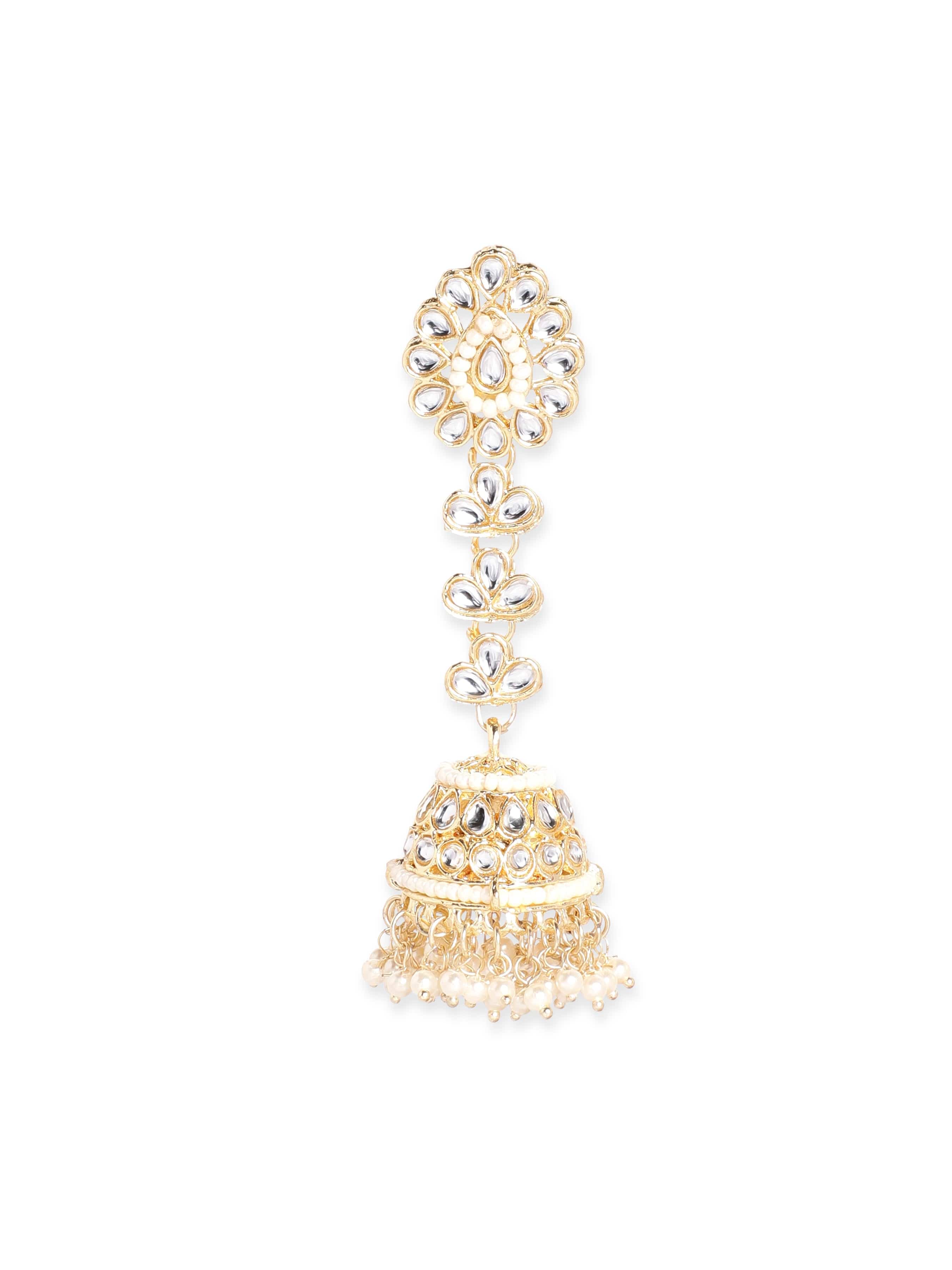 Creamy Hues Kundan Jhumka