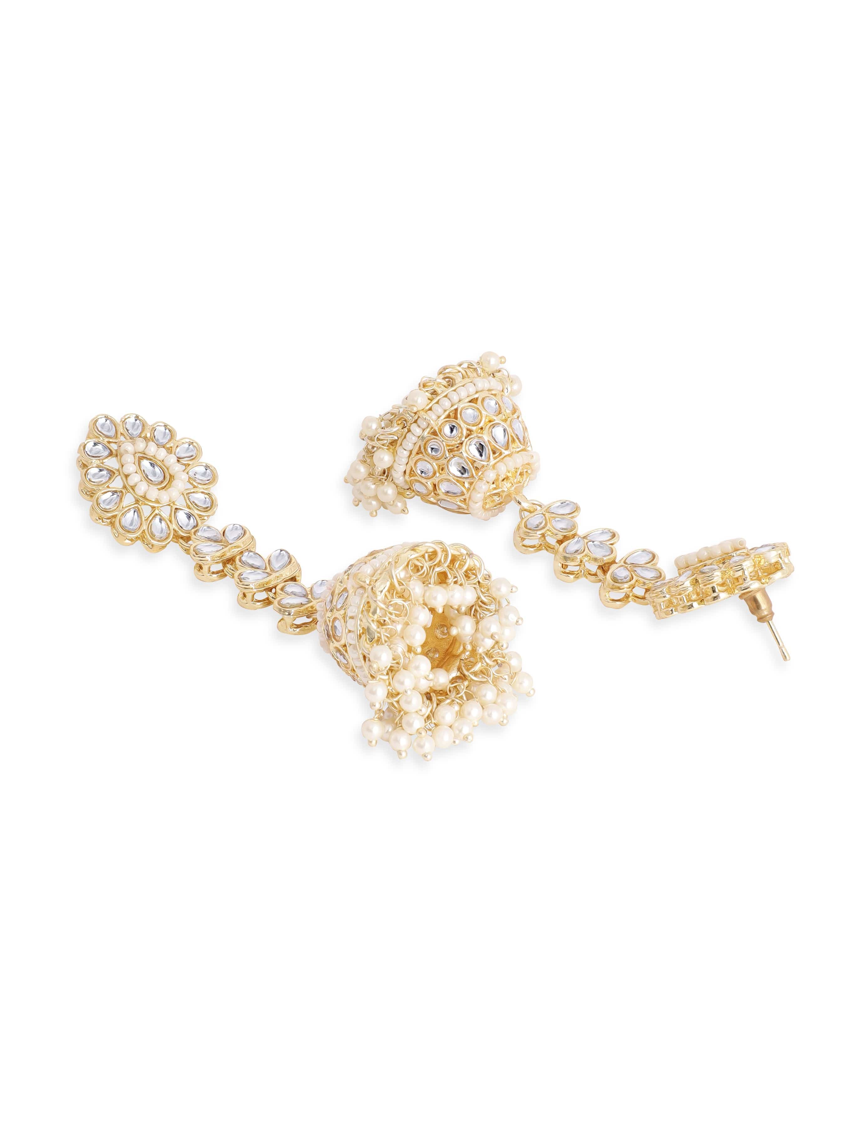 Creamy Hues Kundan Jhumka