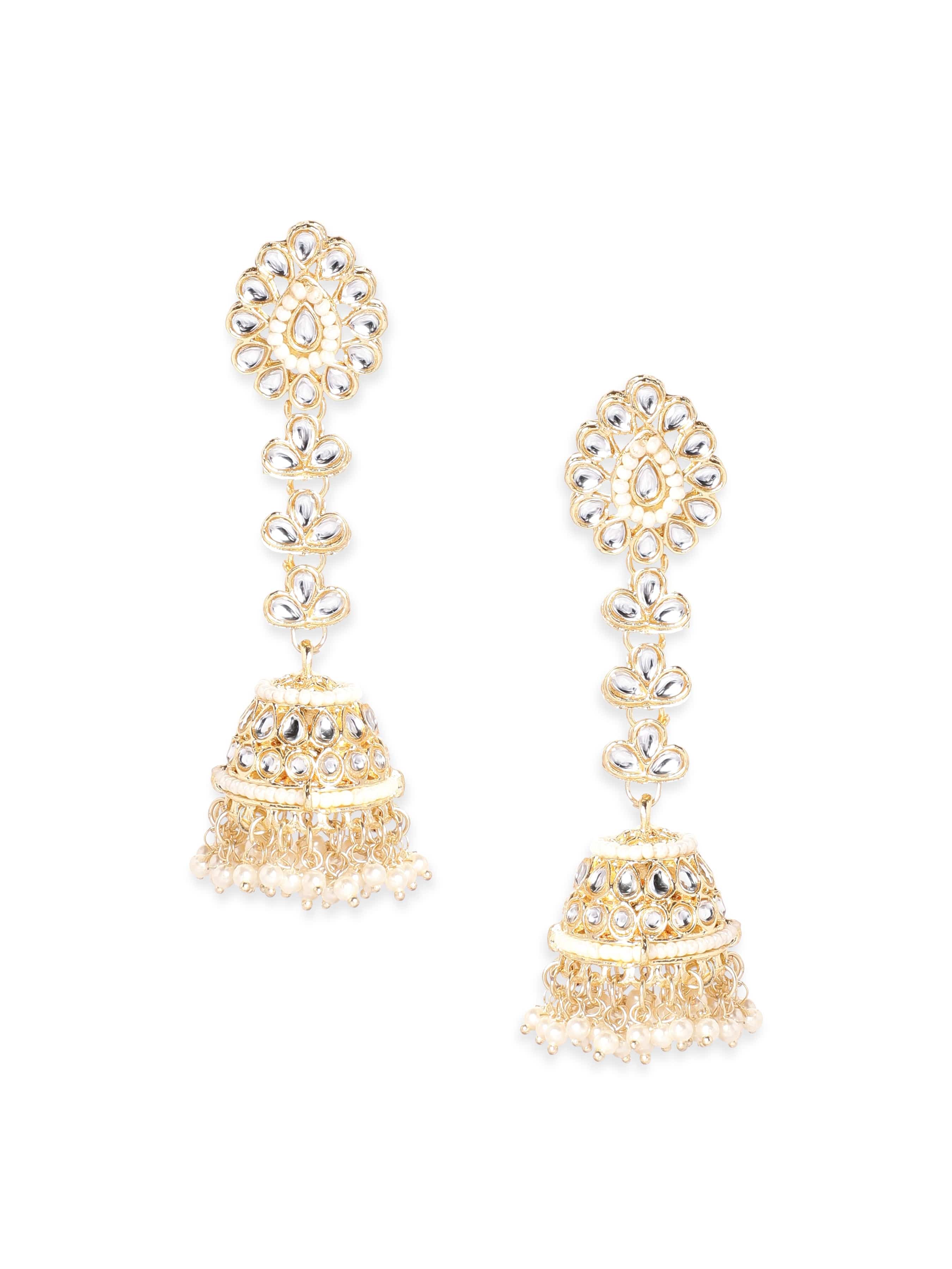 Creamy Hues Kundan Jhumka