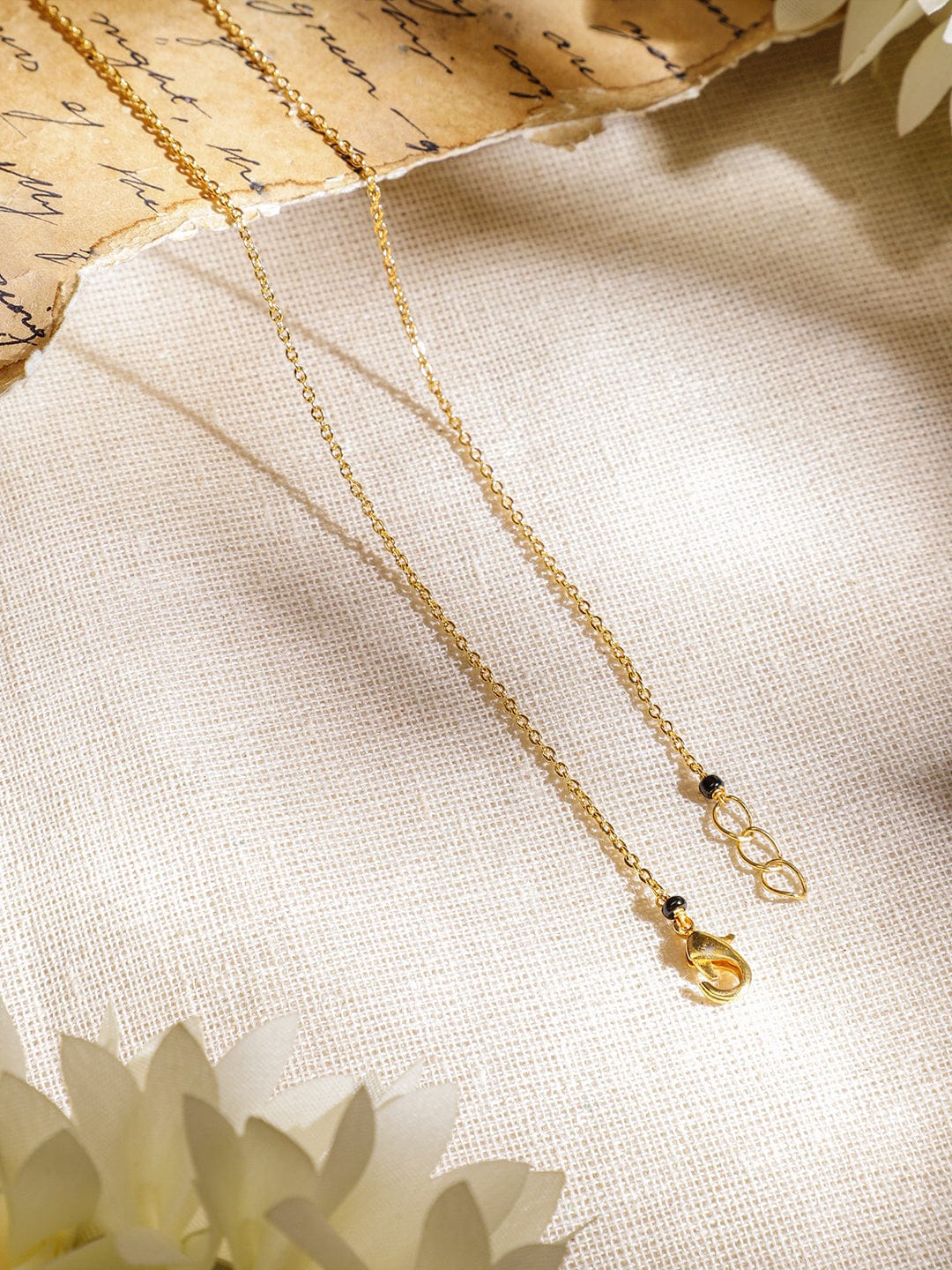 Wentra 22K Gold-Plated Mangalsutra Necklace with Black Beads, Heart-Shaped Pendant & Cubic Zirconia for Women