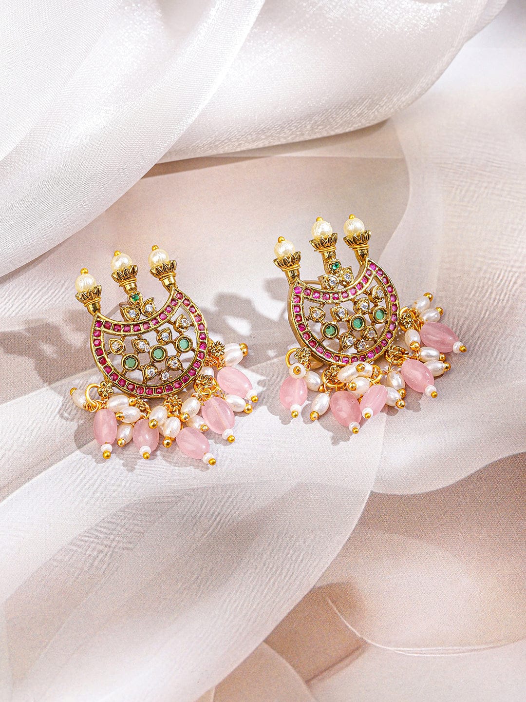 Multicolor Studded Pink Beads Necklace Set