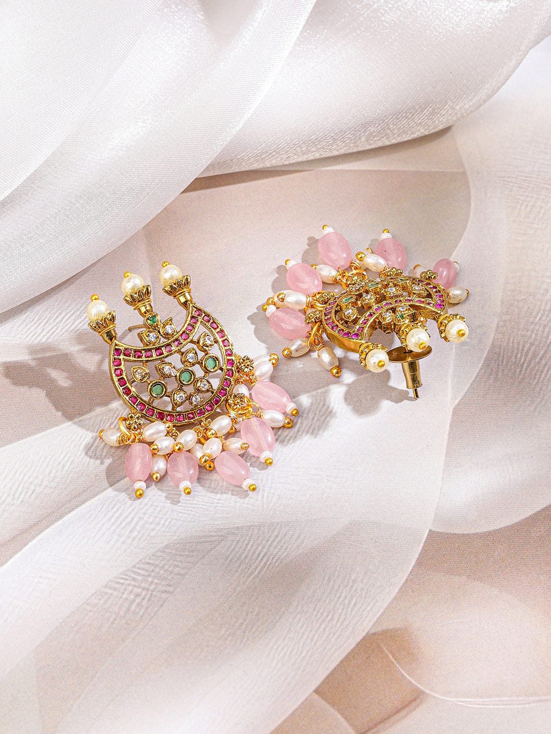 Multicolor Studded Pink Beads Necklace Set