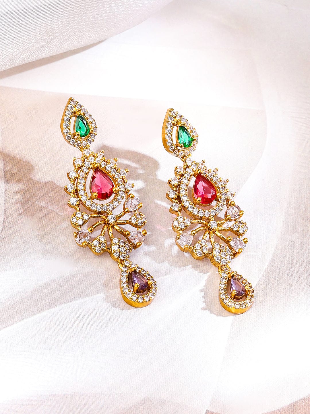 Multicolor Necklace Set With American Diamond Zirconia