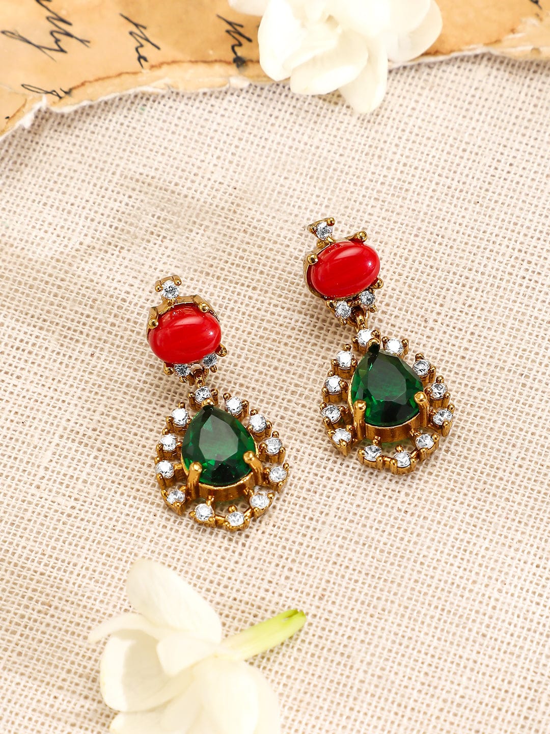 Ruby & Emerald Studded Necklace Set