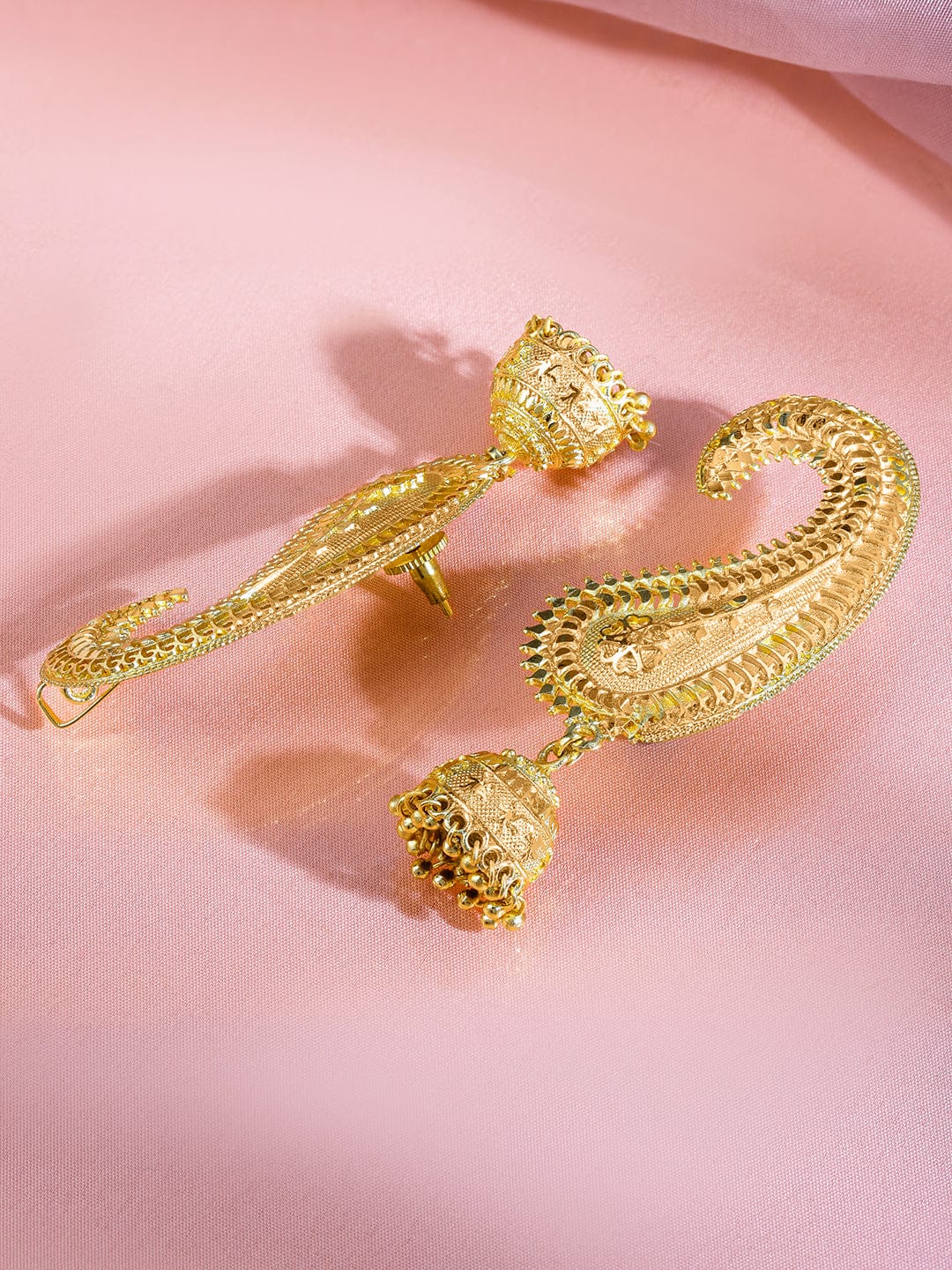 Golden Paisley Festive Ear-Cuff Jhumkas