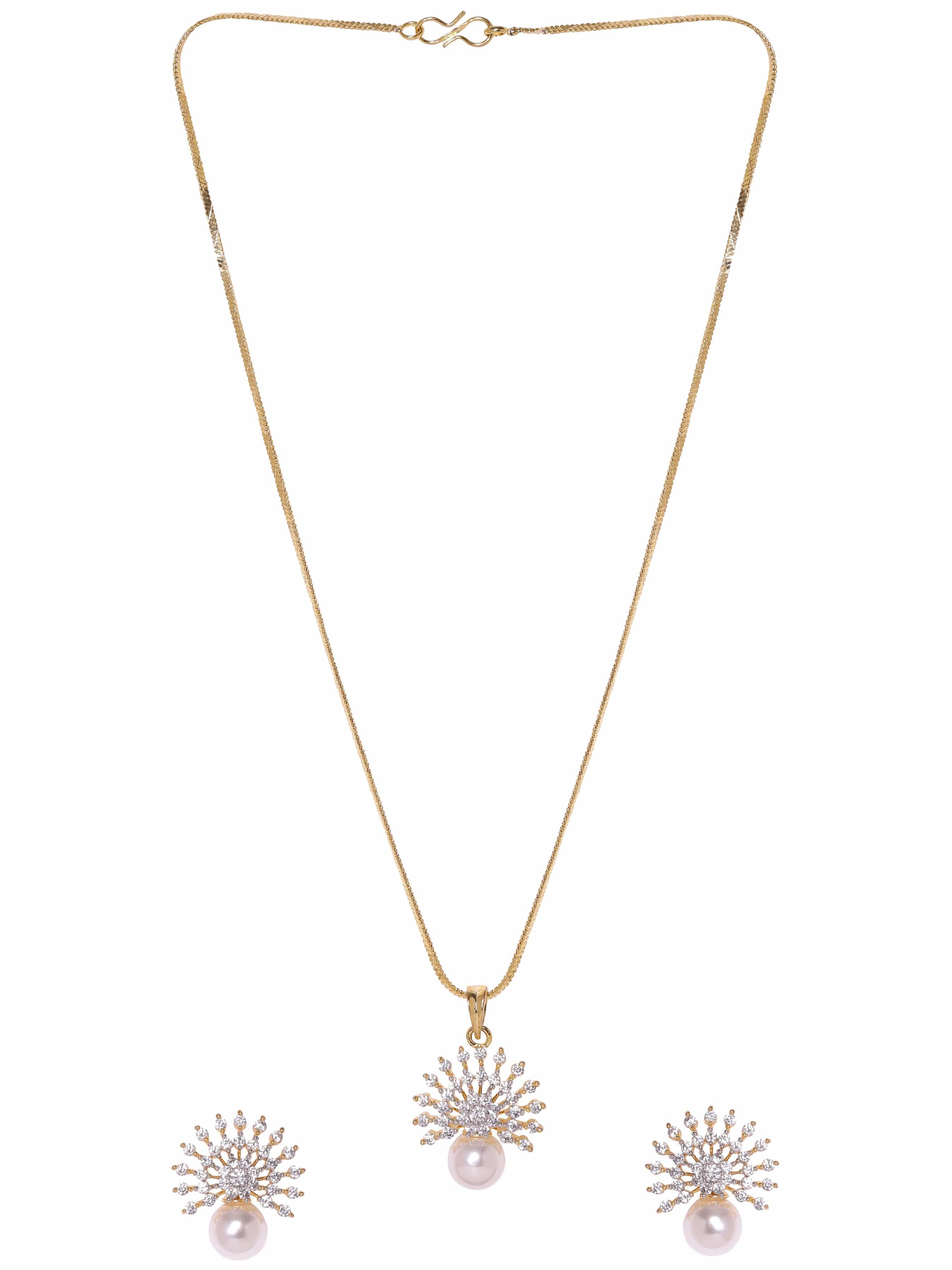 Pearl Drop American Diamond Zirconia Necklace Set