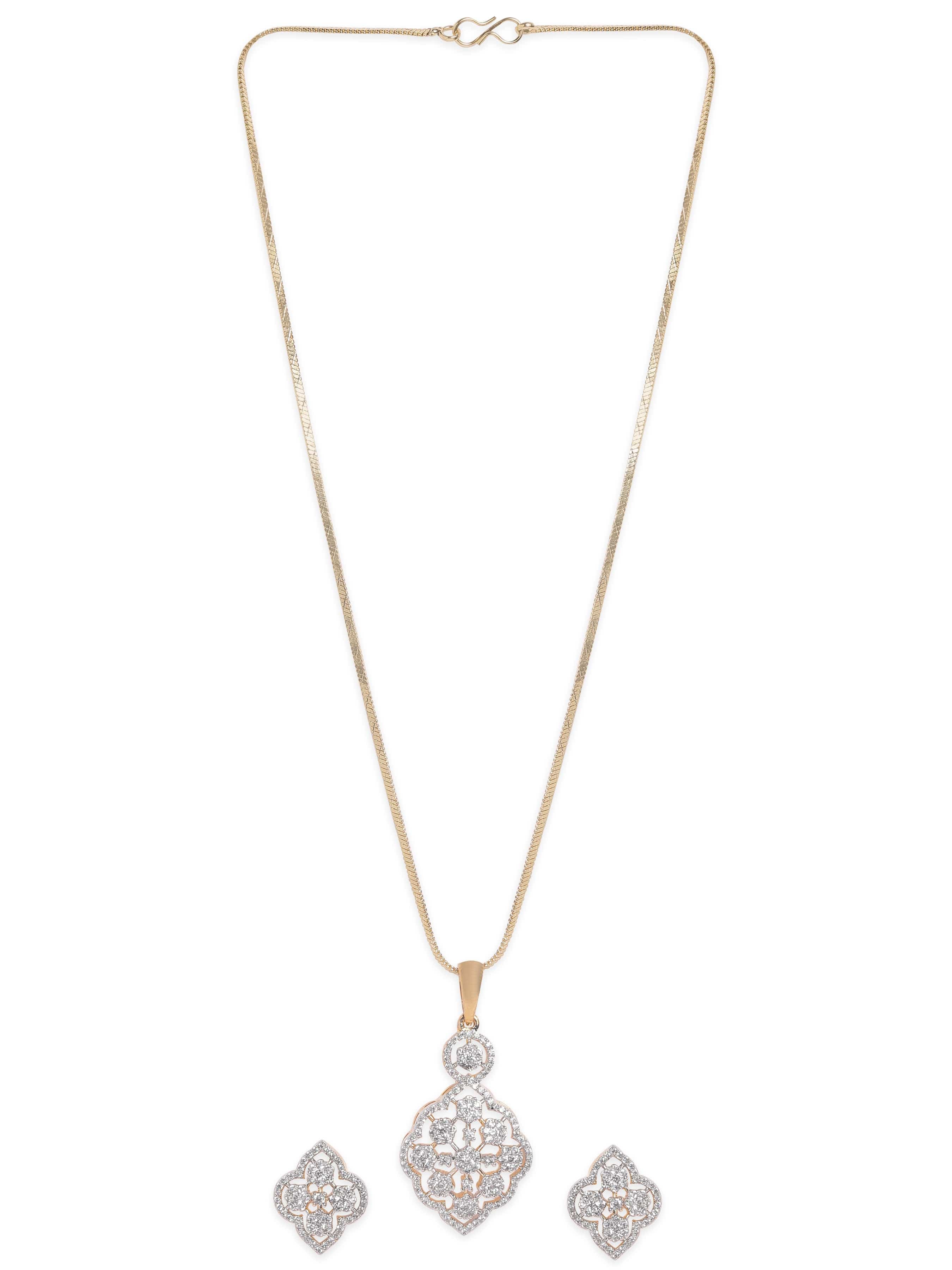 Gold Necklace Set in American Diamond Zirconia