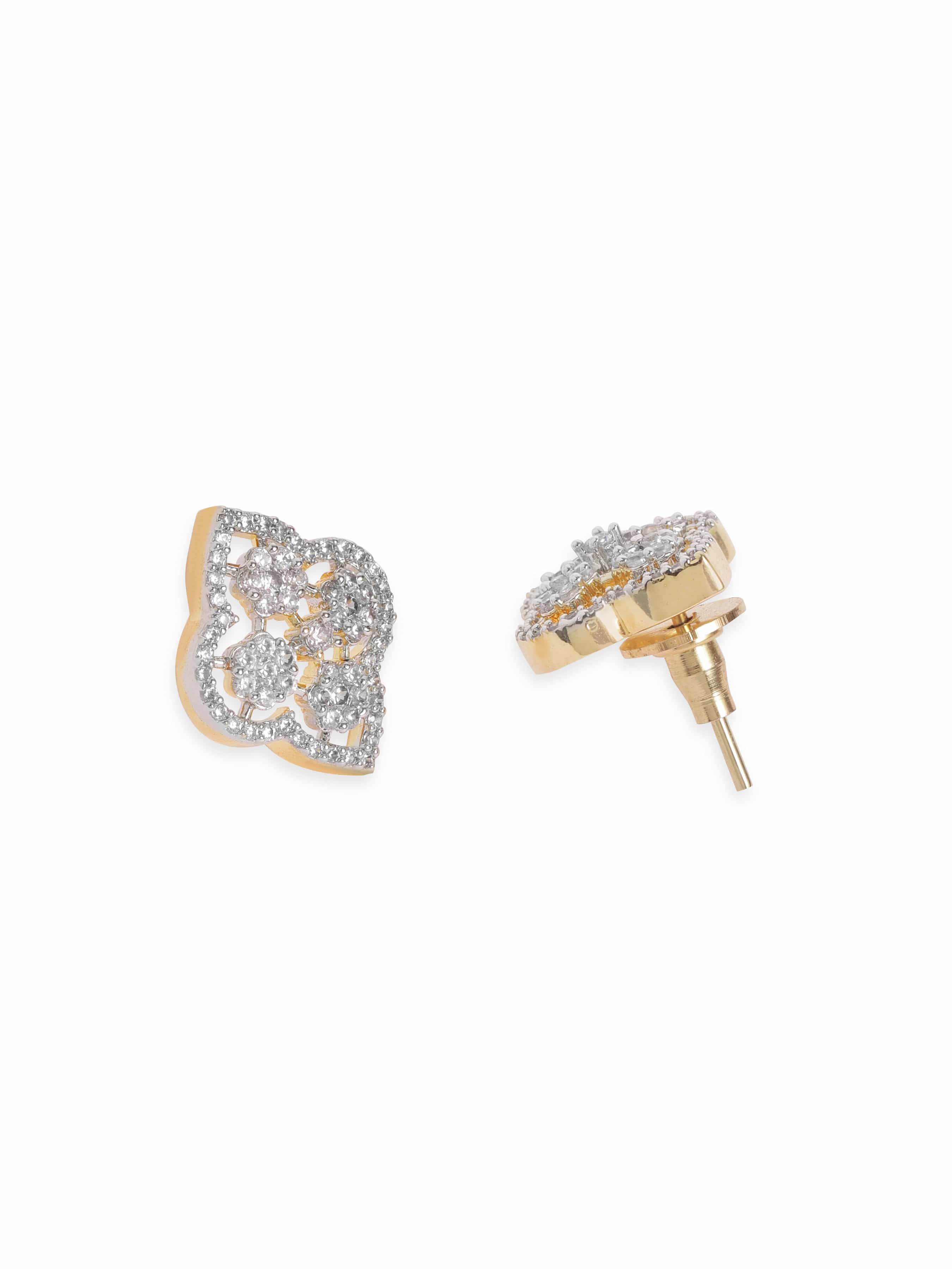 Gold Necklace Set in American Diamond Zirconia