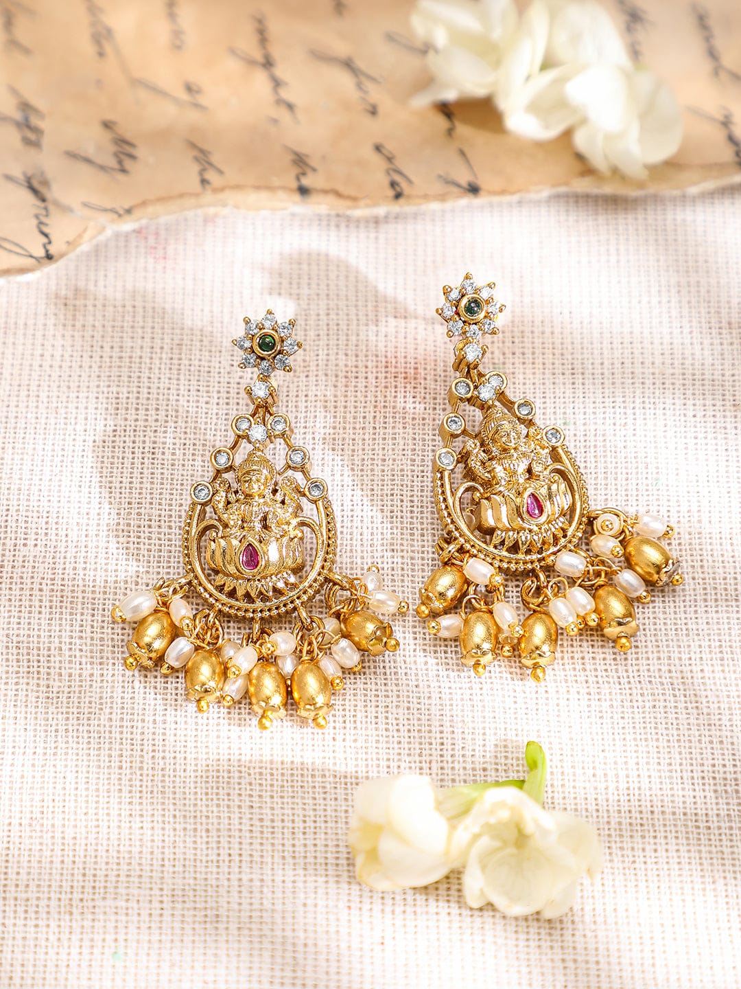 Laxmi Motif Choker Set with American Diamond Zirconia