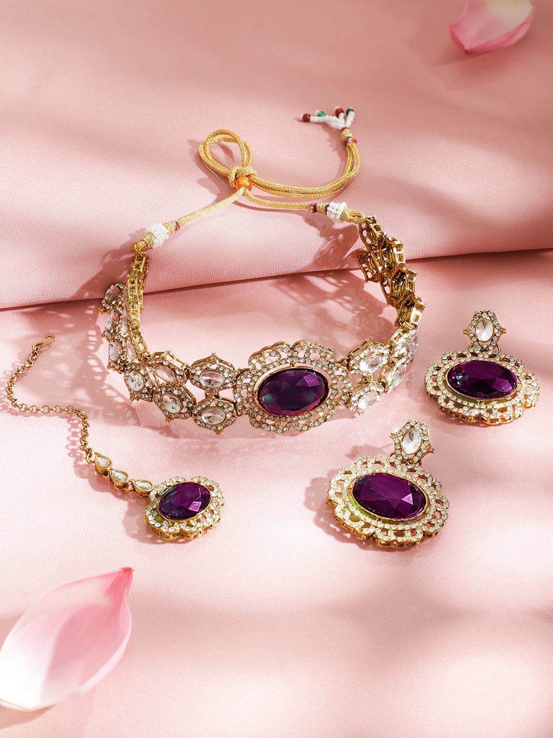 Luxe Purple Kundan Necklace Set