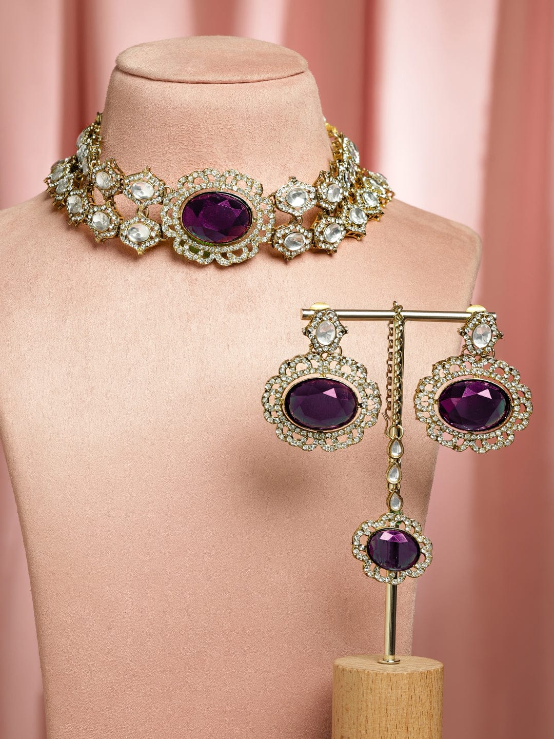 Luxe Purple Kundan Necklace Set
