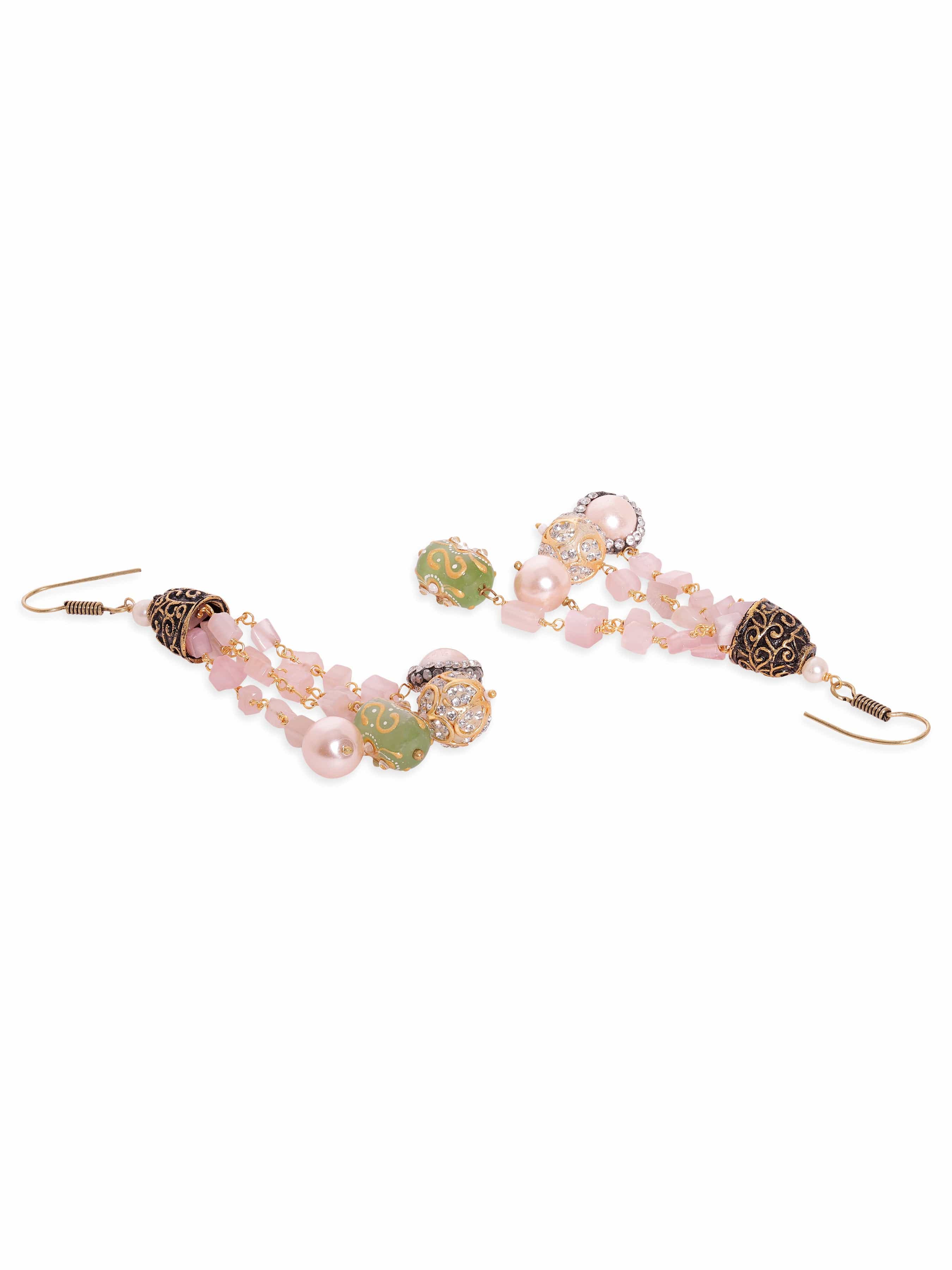 Multi-Layer Pink Beaded Charm Mala Set
