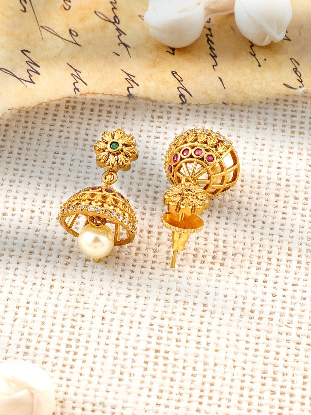 Multicolor Studded Peacock Motif Gold Necklace Set