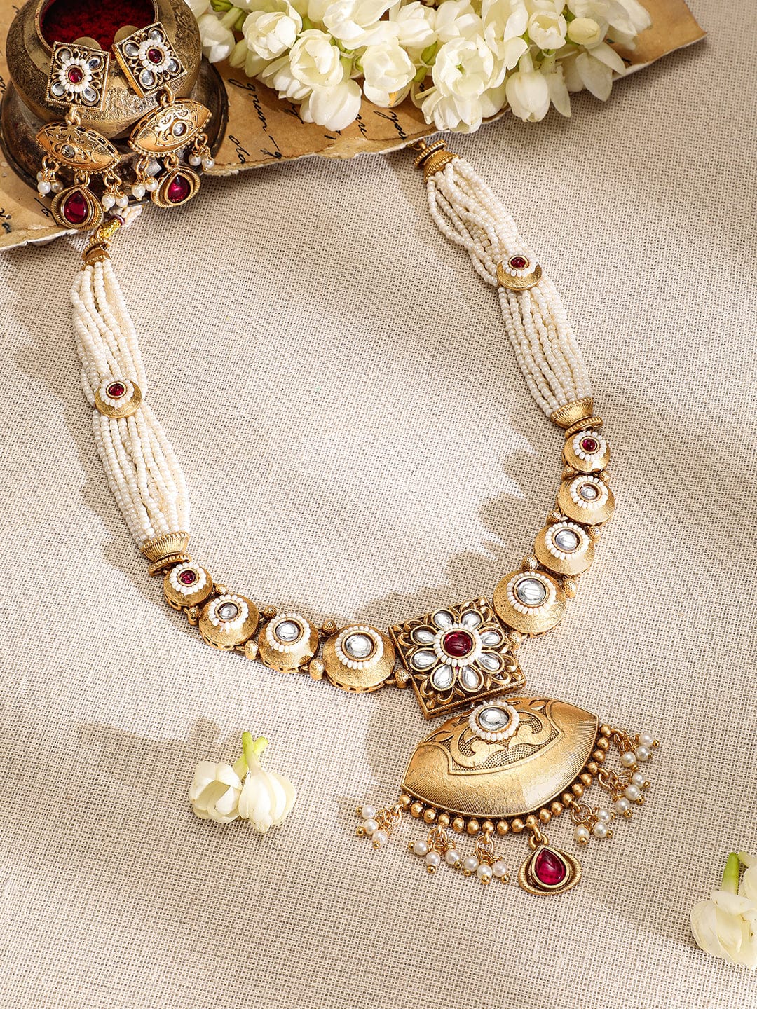 Tradition Pride with Kundan & Red Necklace Set