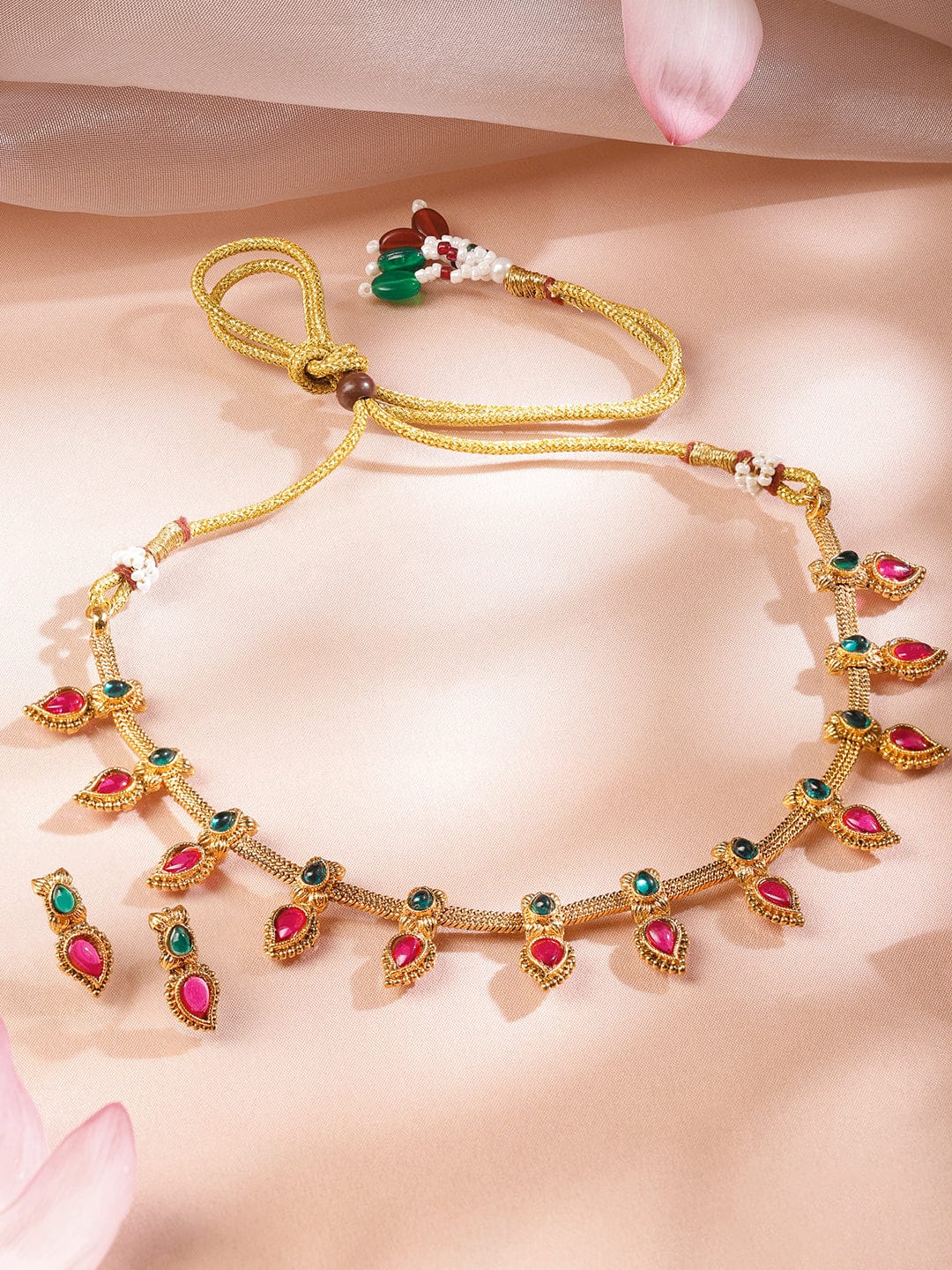 Red & Green Gold Necklace Set