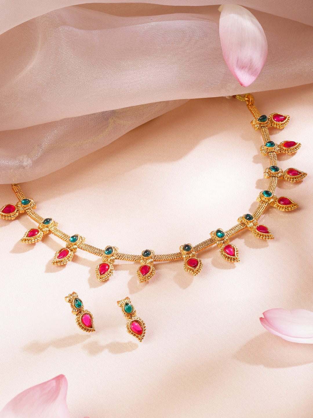 Red & Green Gold Necklace Set