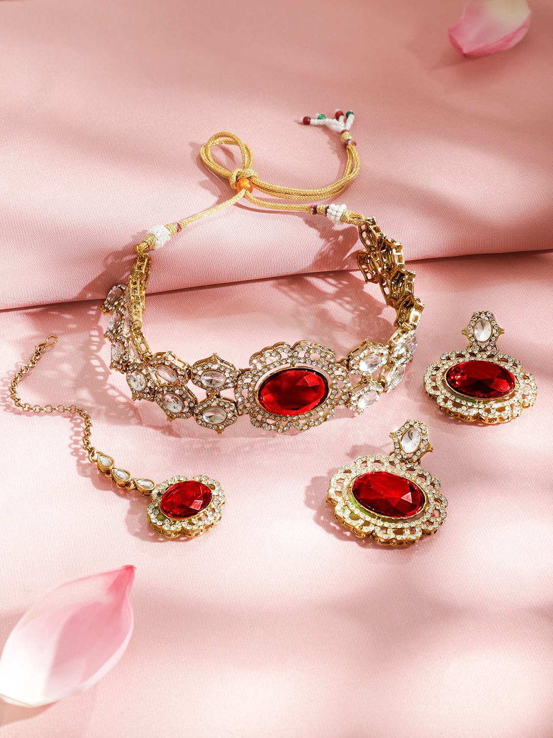 Luxe Red Gemstone Necklace Set