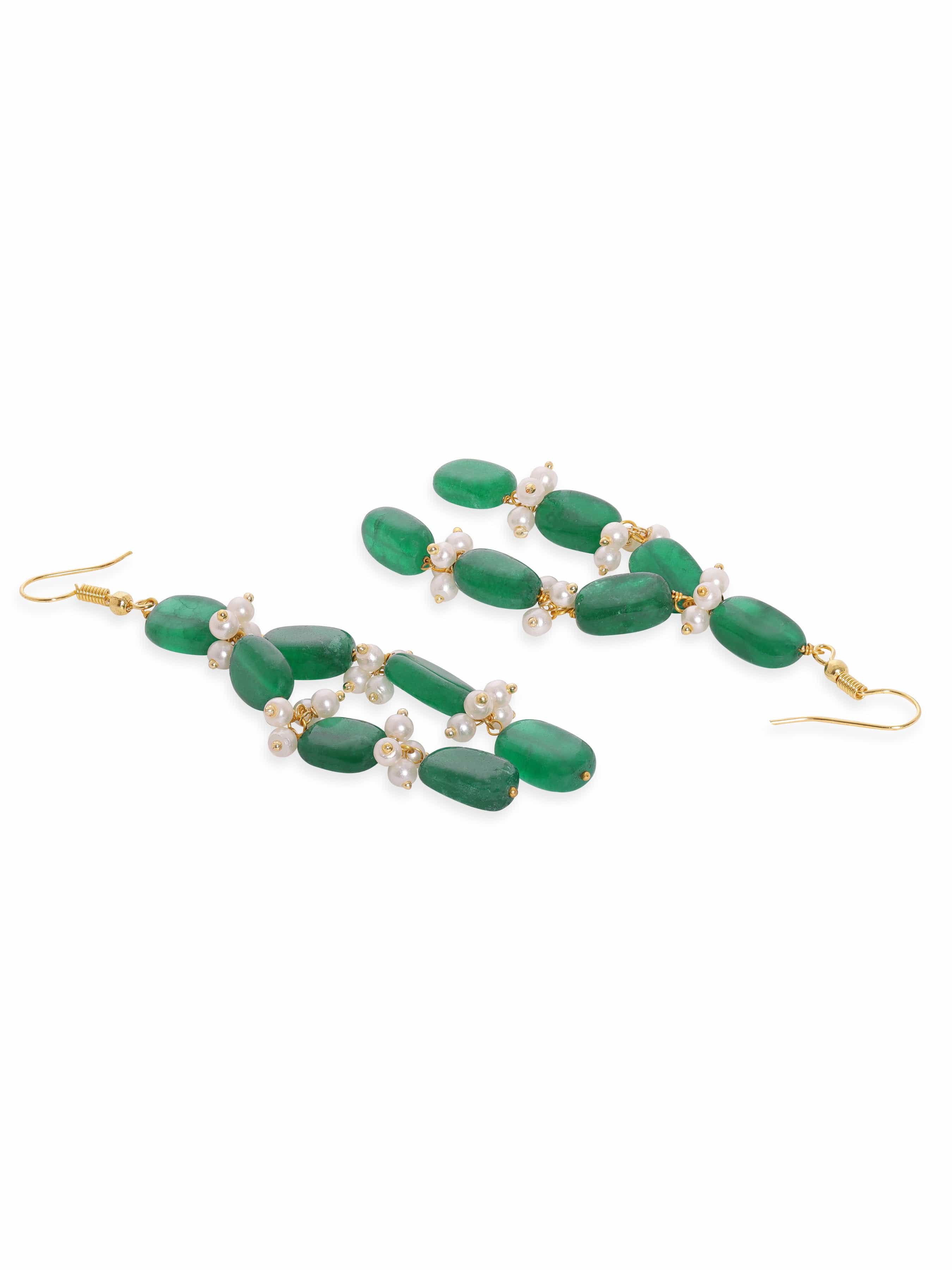 Green Beaded Layered Necklace Set