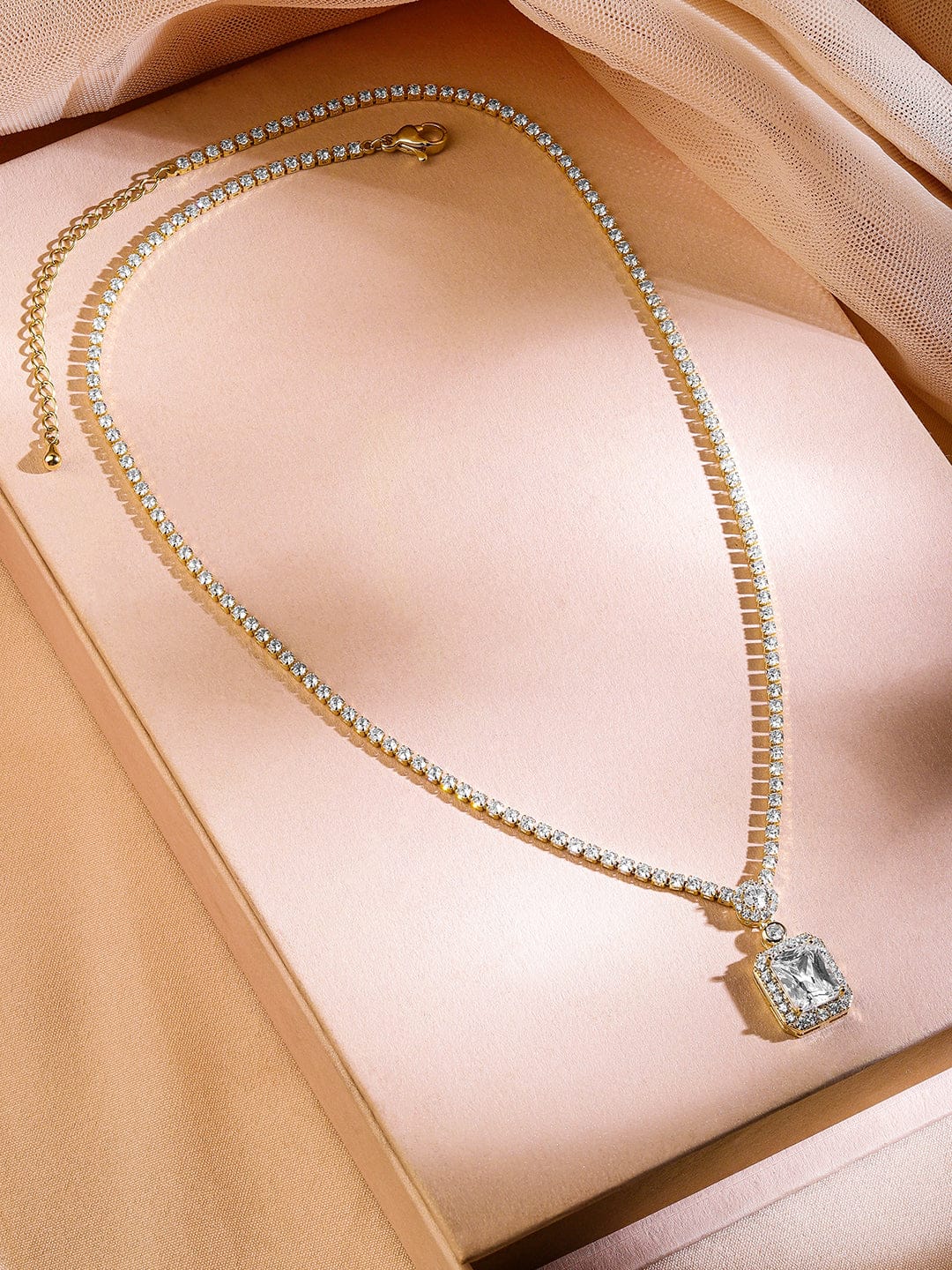 Radiant Diva American Diamond Zirconia Studded Necklace