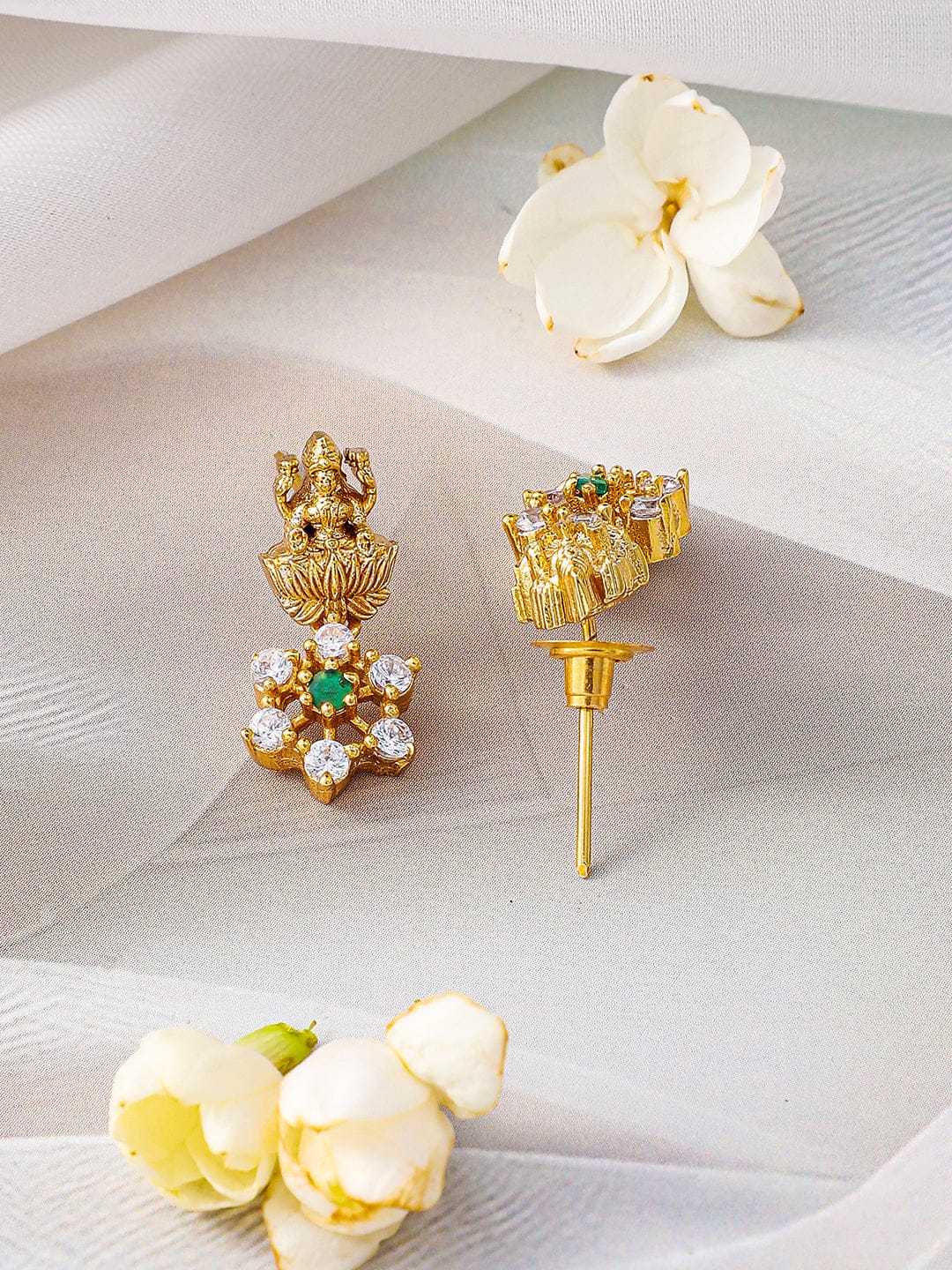 American Diamond Zirconia Floral Temple Necklace Set