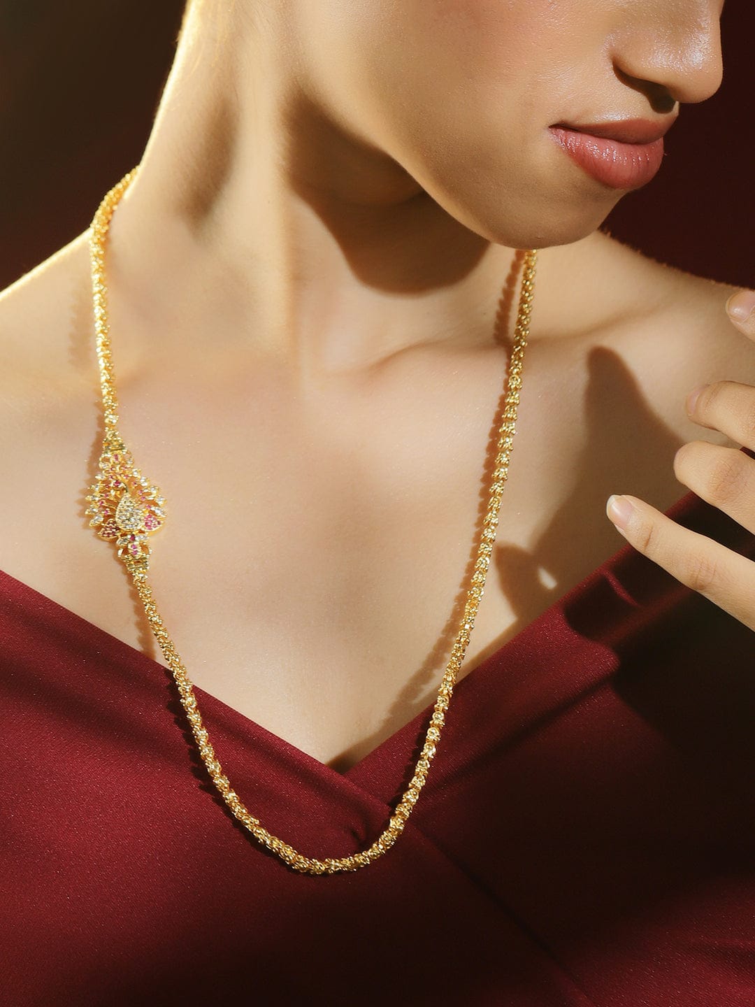 Traditional Peacock Motif Gold Plated Necklace