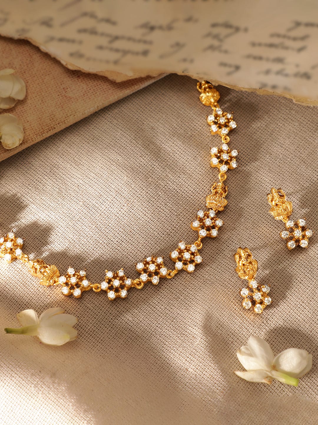 Cubic Zircon Temple Necklace Set
