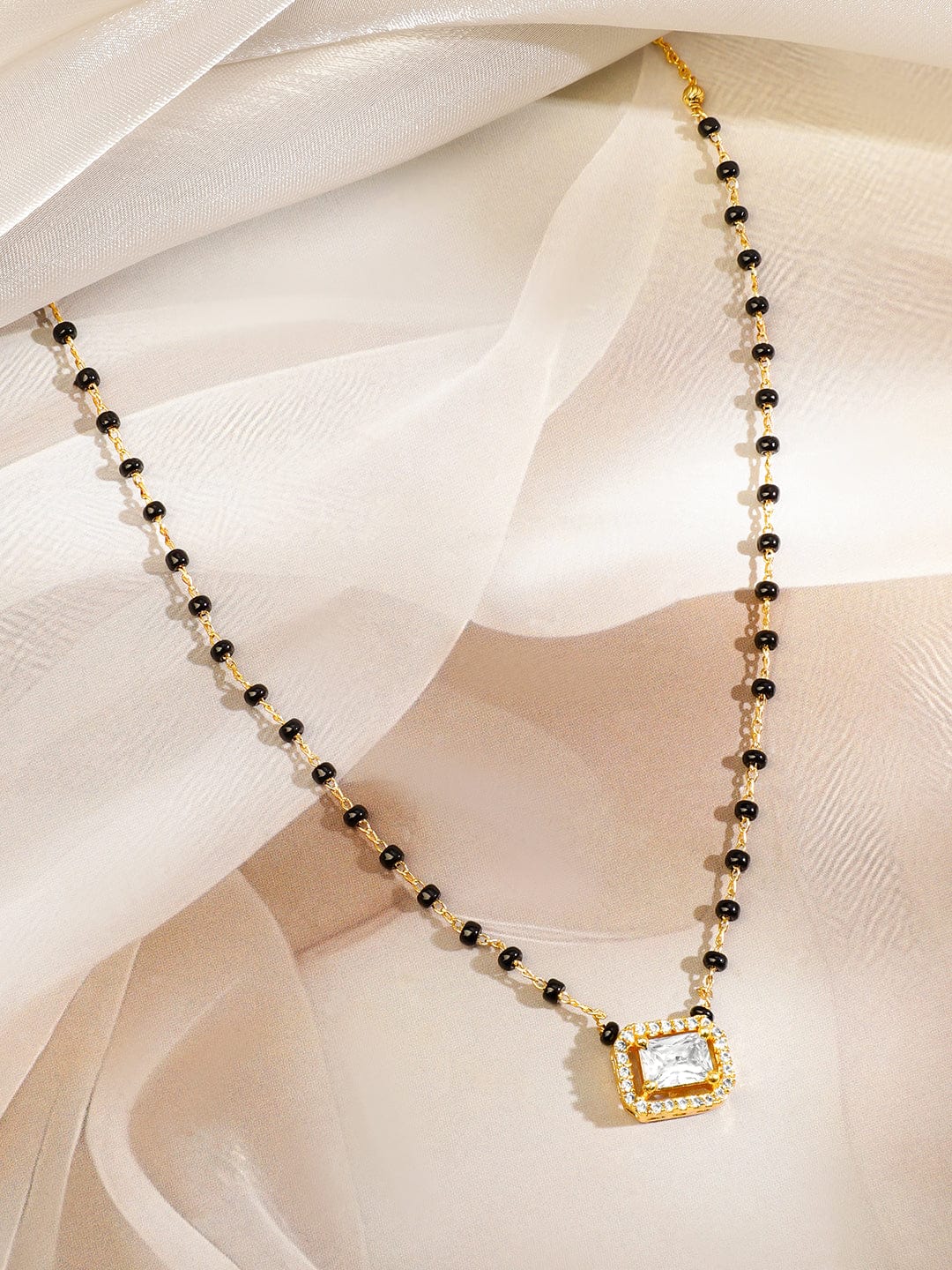 Cubic American Diamond Zirconia Gold Mangalsutra