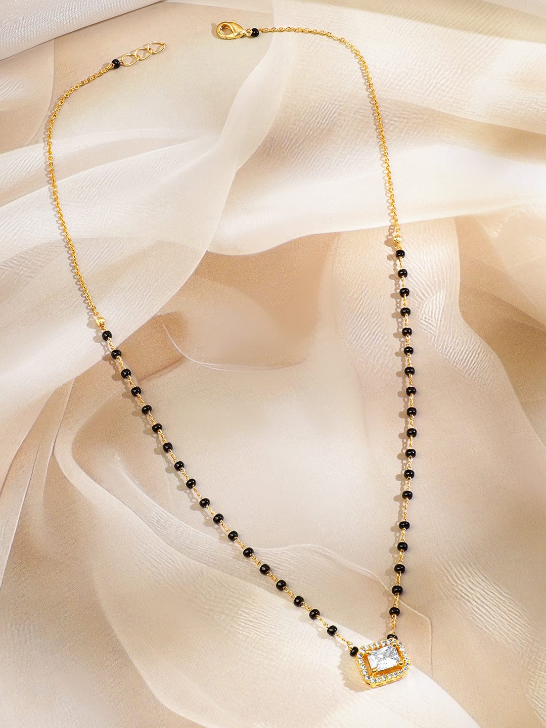 Cubic American Diamond Zirconia Gold Mangalsutra