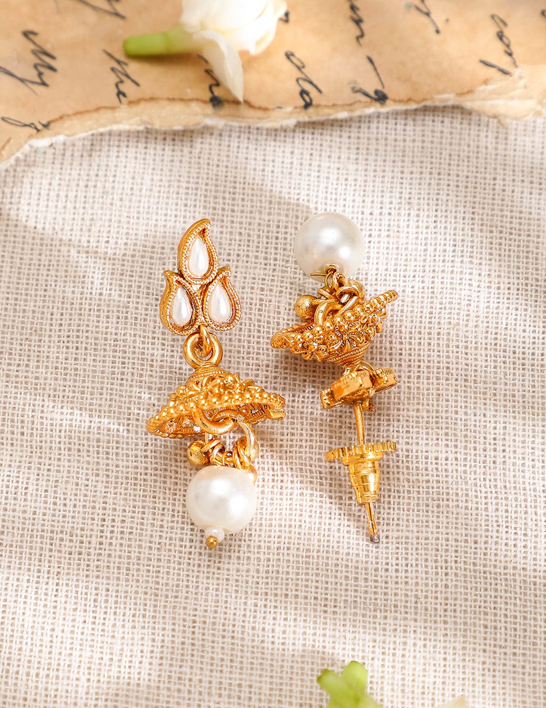 Pearl Drop Golden Necklace Set