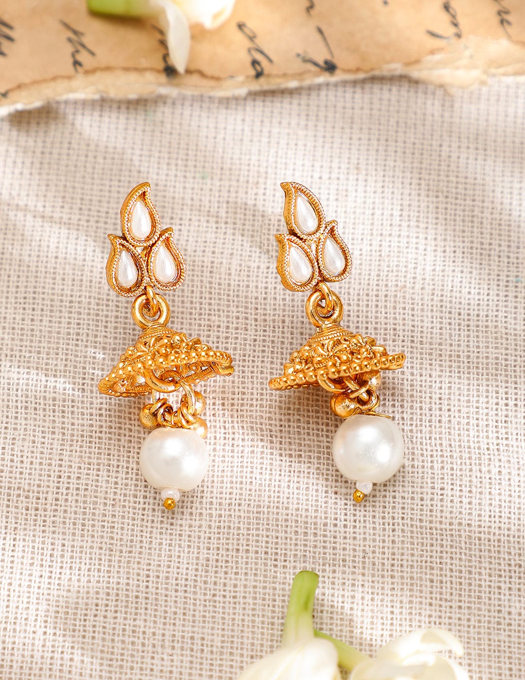 Pearl Drop Golden Necklace Set
