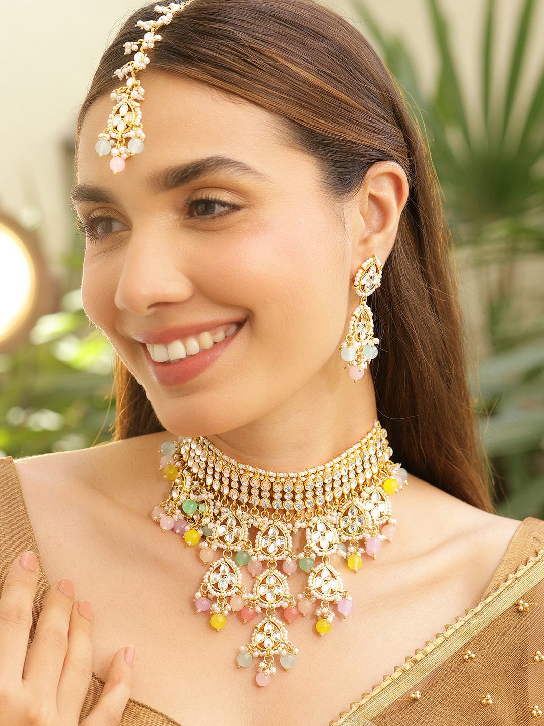 Multicolour Hue Kundan Choker Set