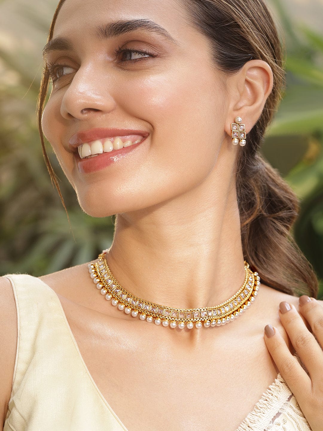 Kundan Necklace Set with Pearls