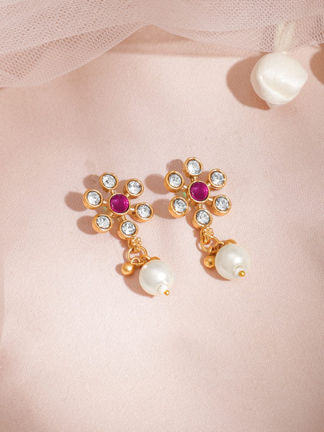 Chic Pearl Beaded Purple Kundan Necklace Set