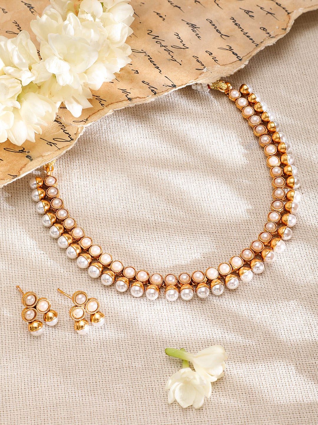 Delicate Pearl Festive Necklace Set