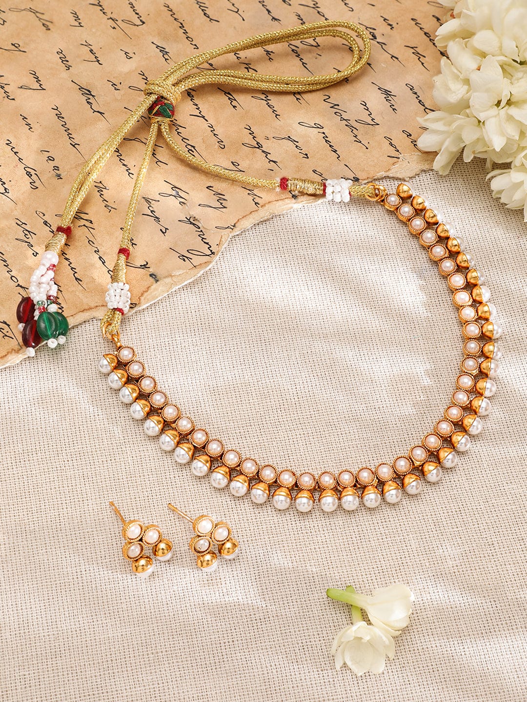 Delicate Pearl Festive Necklace Set