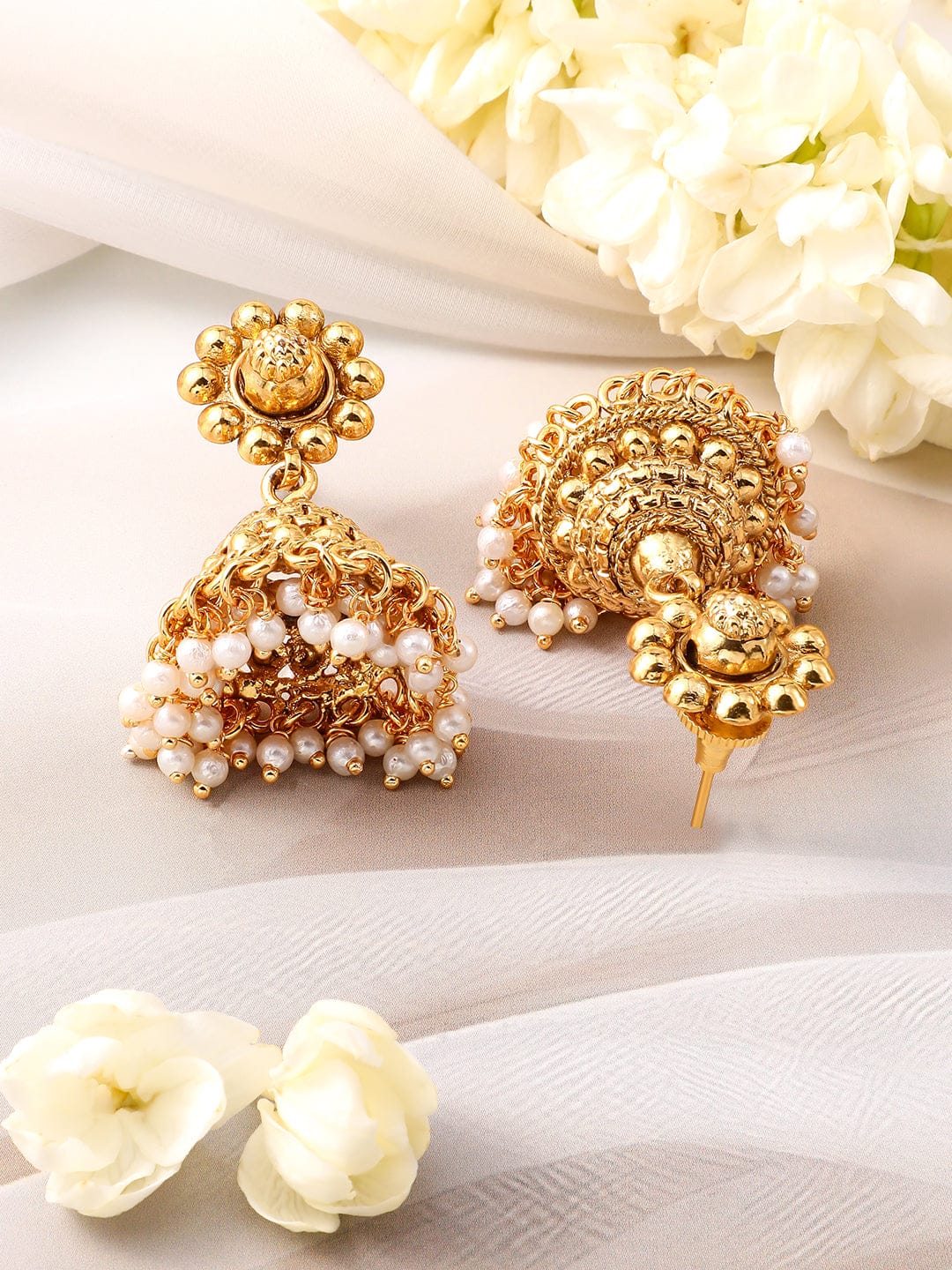 Gold Necklace Set With Pearl Work