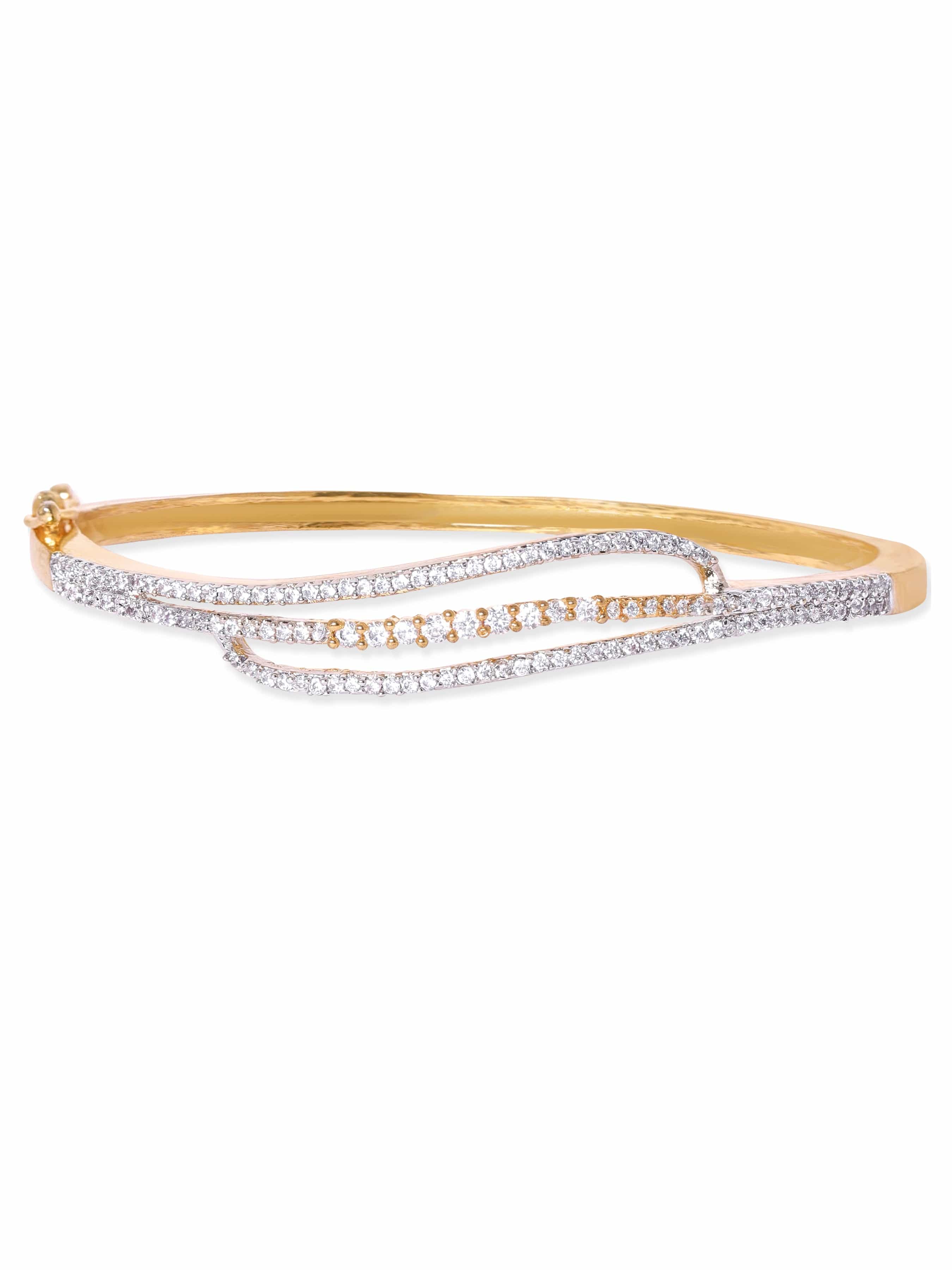 Wentra 22K Gold plated Zirconia contemporary Sleek Bracelet