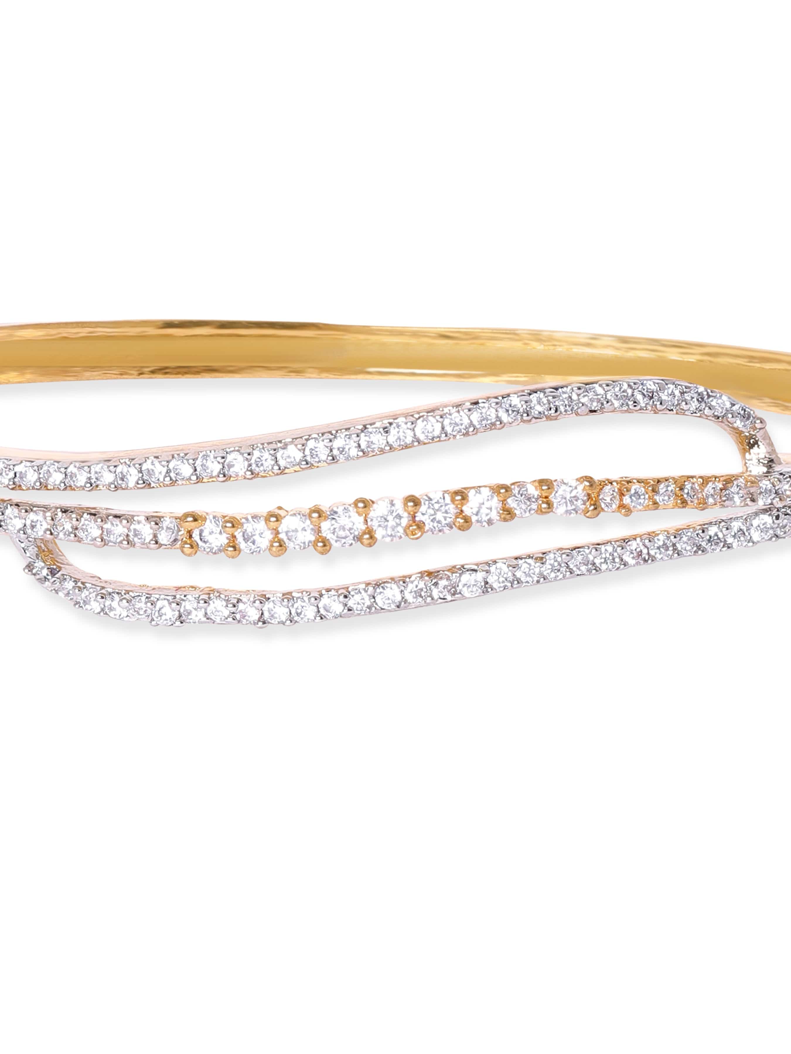 Wentra 22K Gold plated Zirconia contemporary Sleek Bracelet