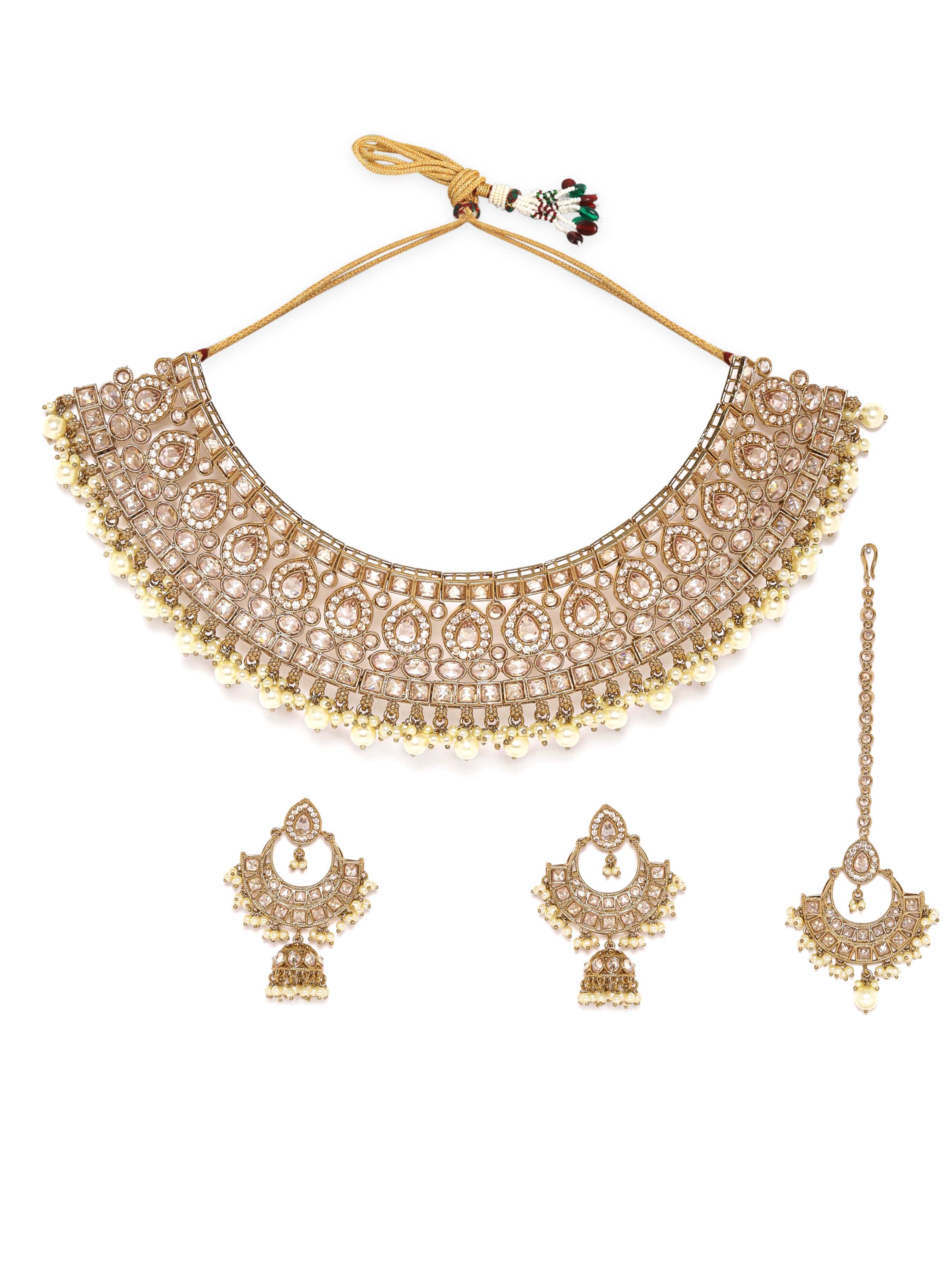 Sparkling Crystal Kundan Necklace Set