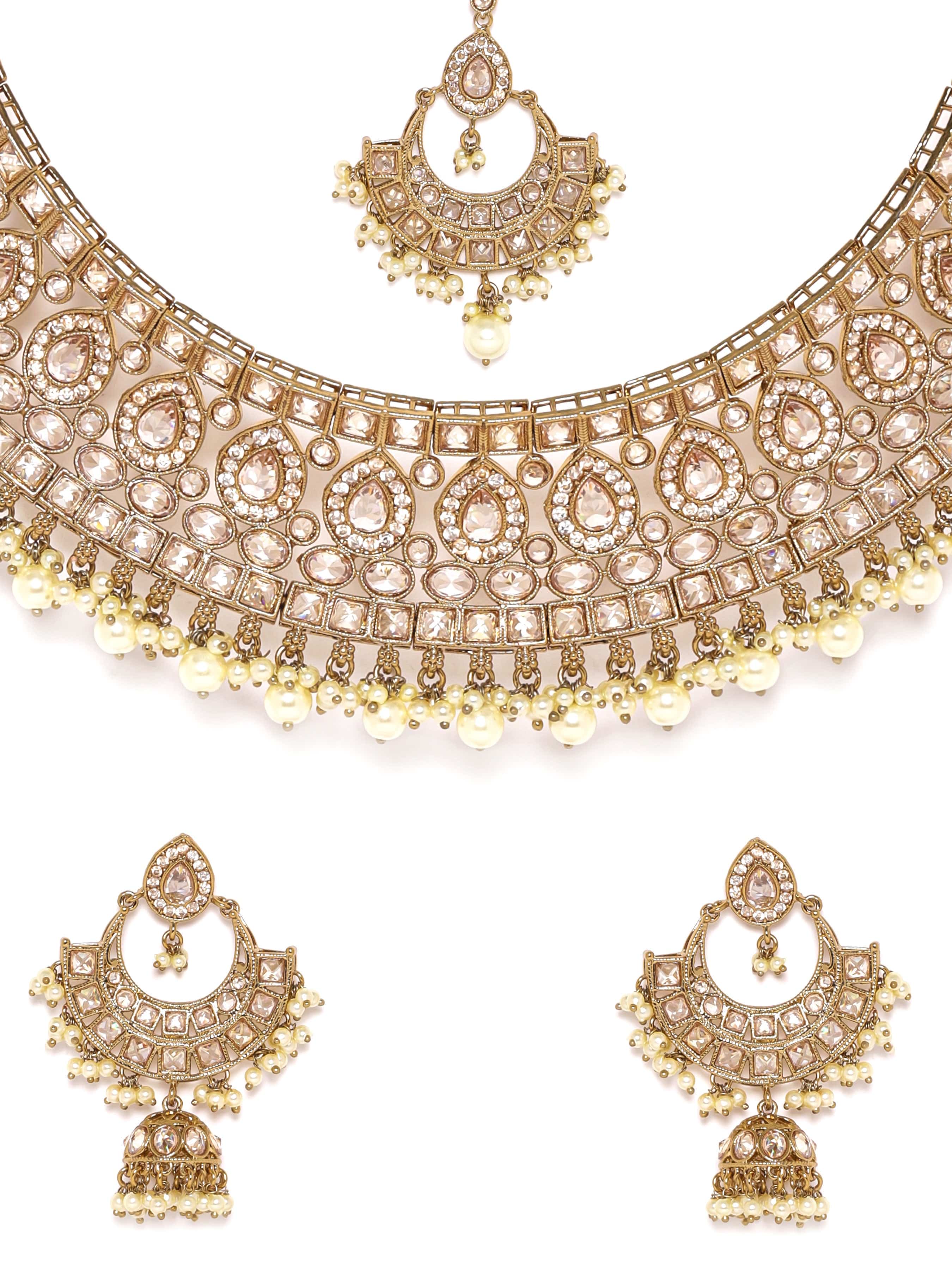 Sparkling Crystal Kundan Necklace Set